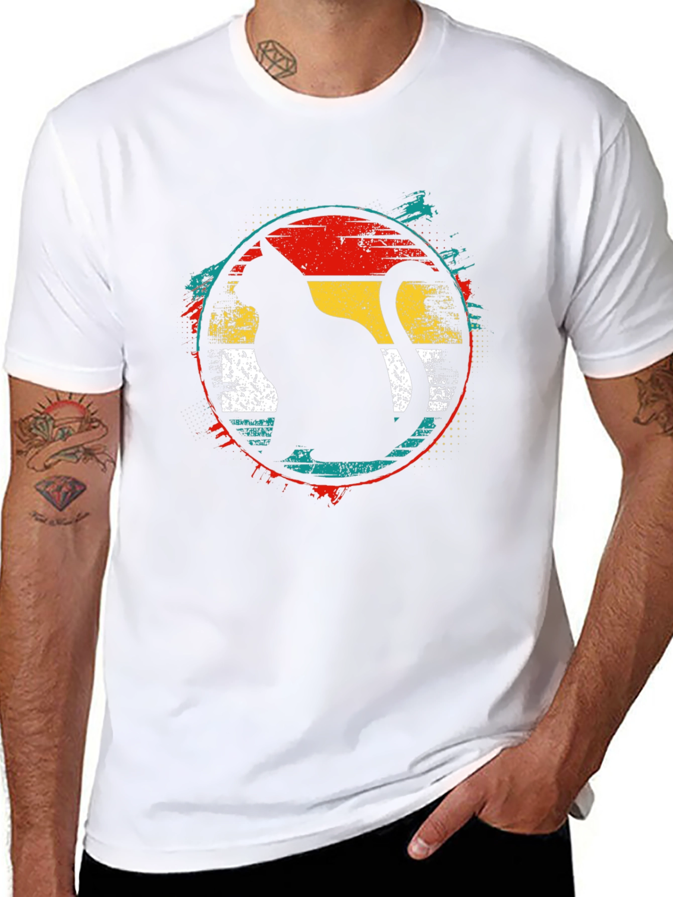 Retro Cat Graphic Tee - Black Cotton T-Shirt