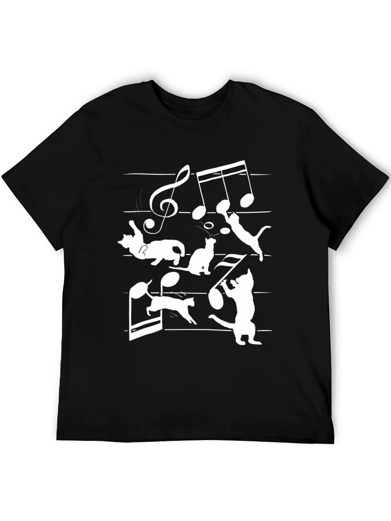 Musical Cats Black T-Shirt - Music Lover Tee