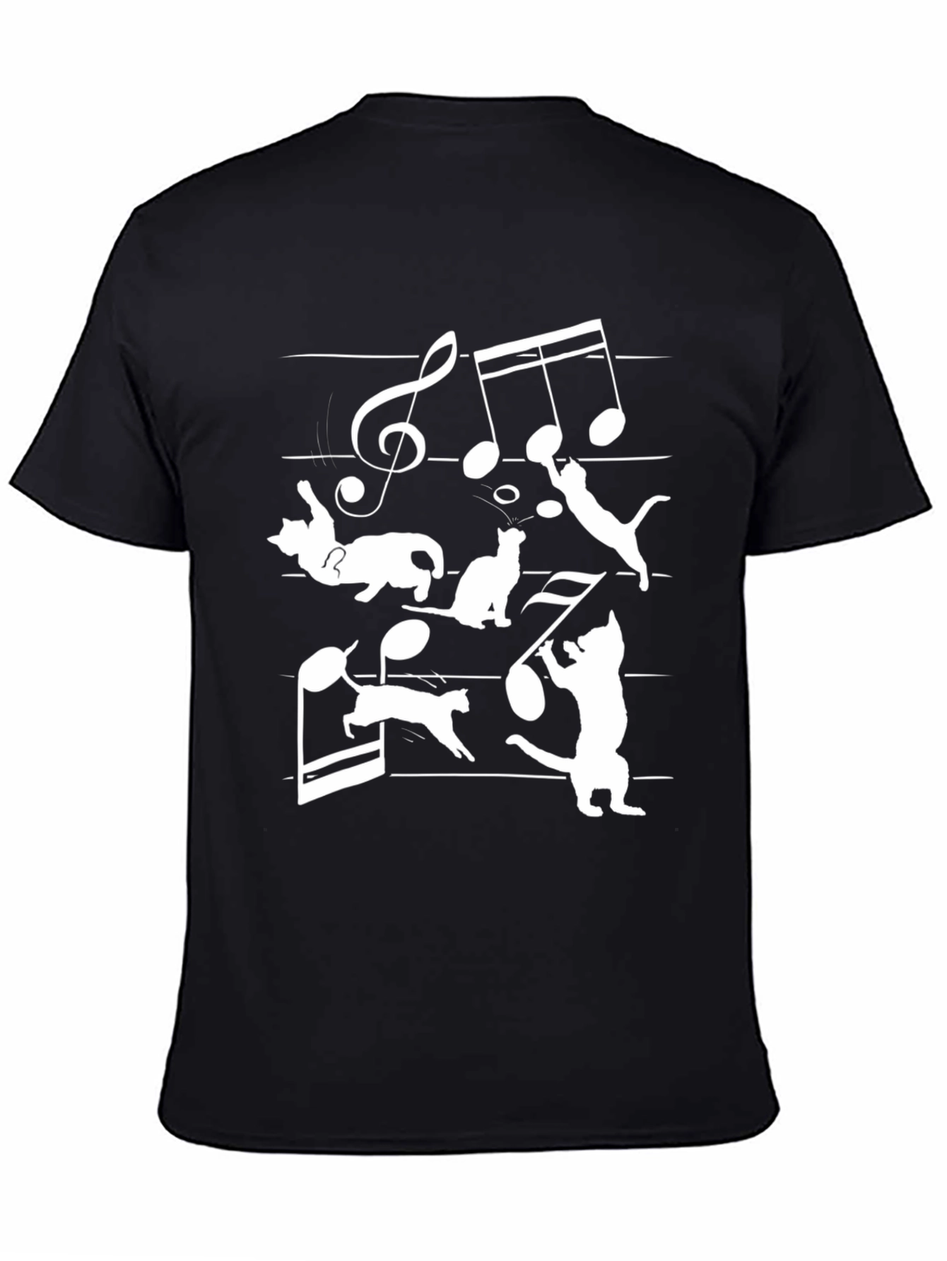 Musical Cats Black T-Shirt - Music Lover Tee