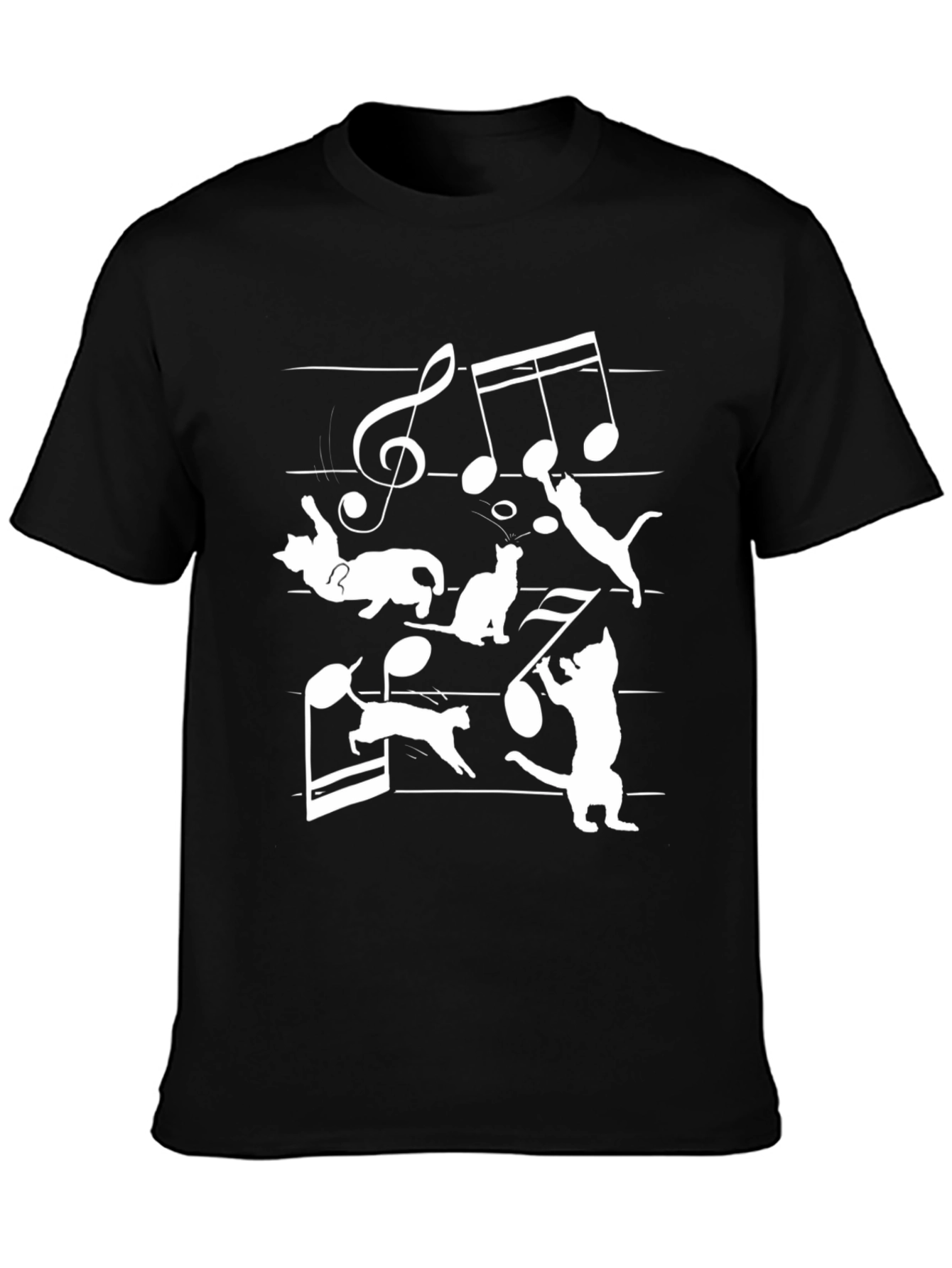 Musical Cats Black T-Shirt - Music Lover Tee