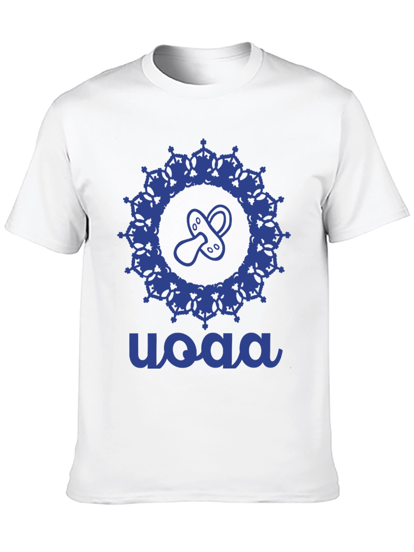 Stylish Blue Baby Pacifier Mandala Black T-Shirt