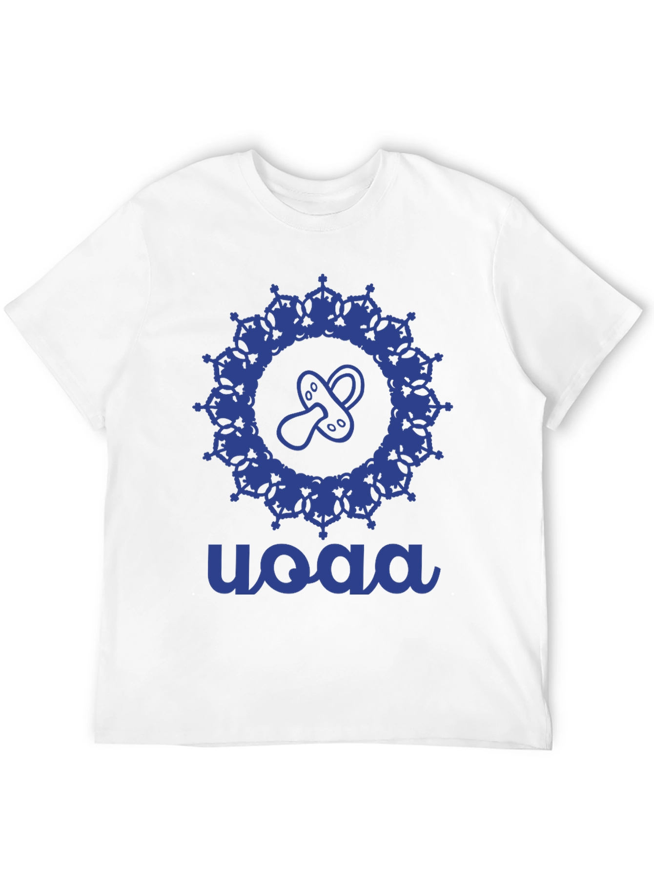 Stylish Blue Baby Pacifier Mandala Black T-Shirt