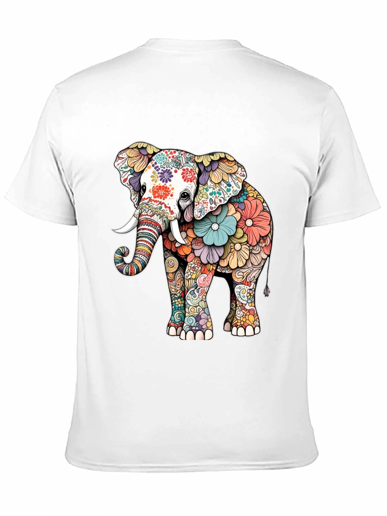 Floral Elephant Graphic Tee - Artistic Animal Design