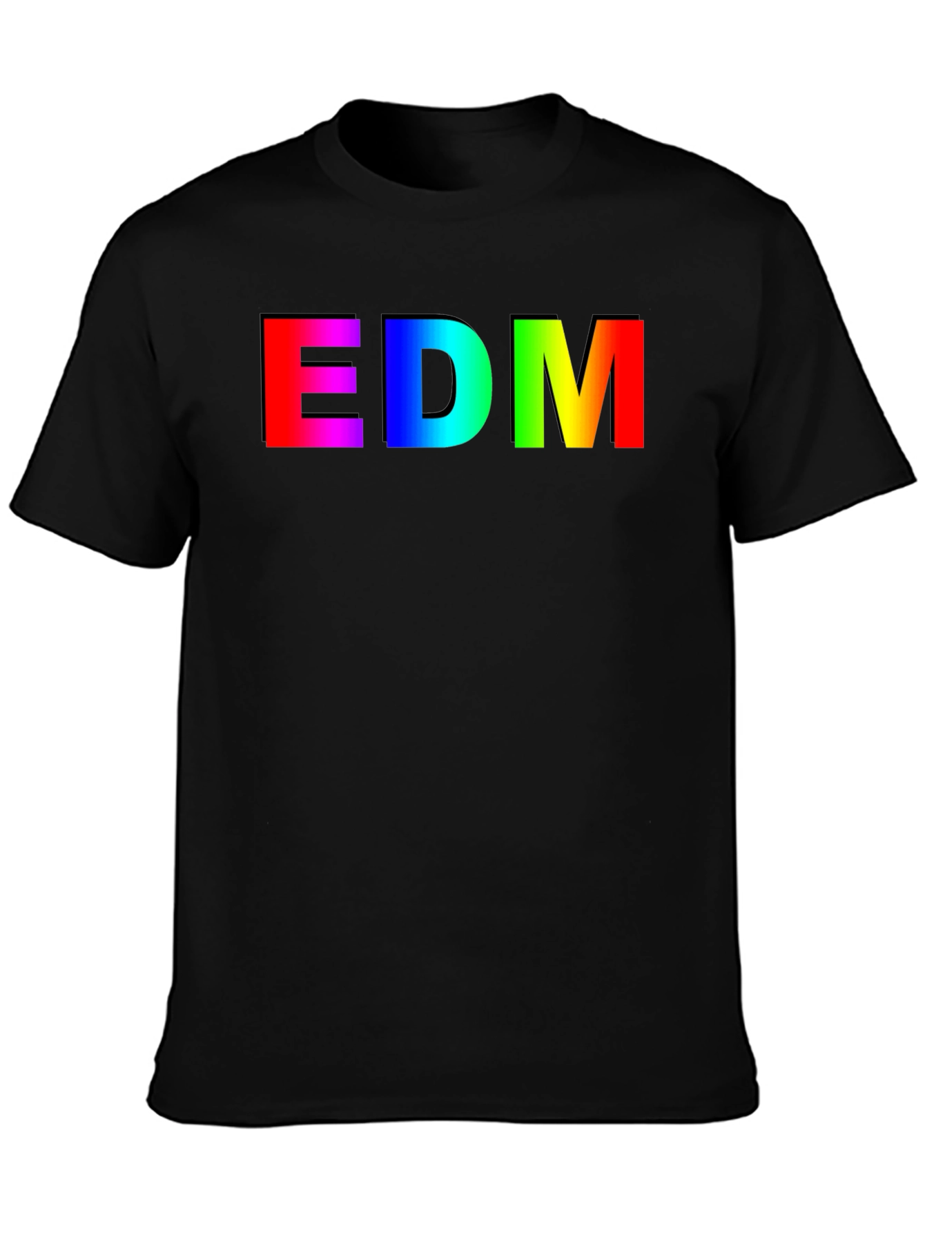 EDM Rainbow Gradient Mens Black T-Shirt