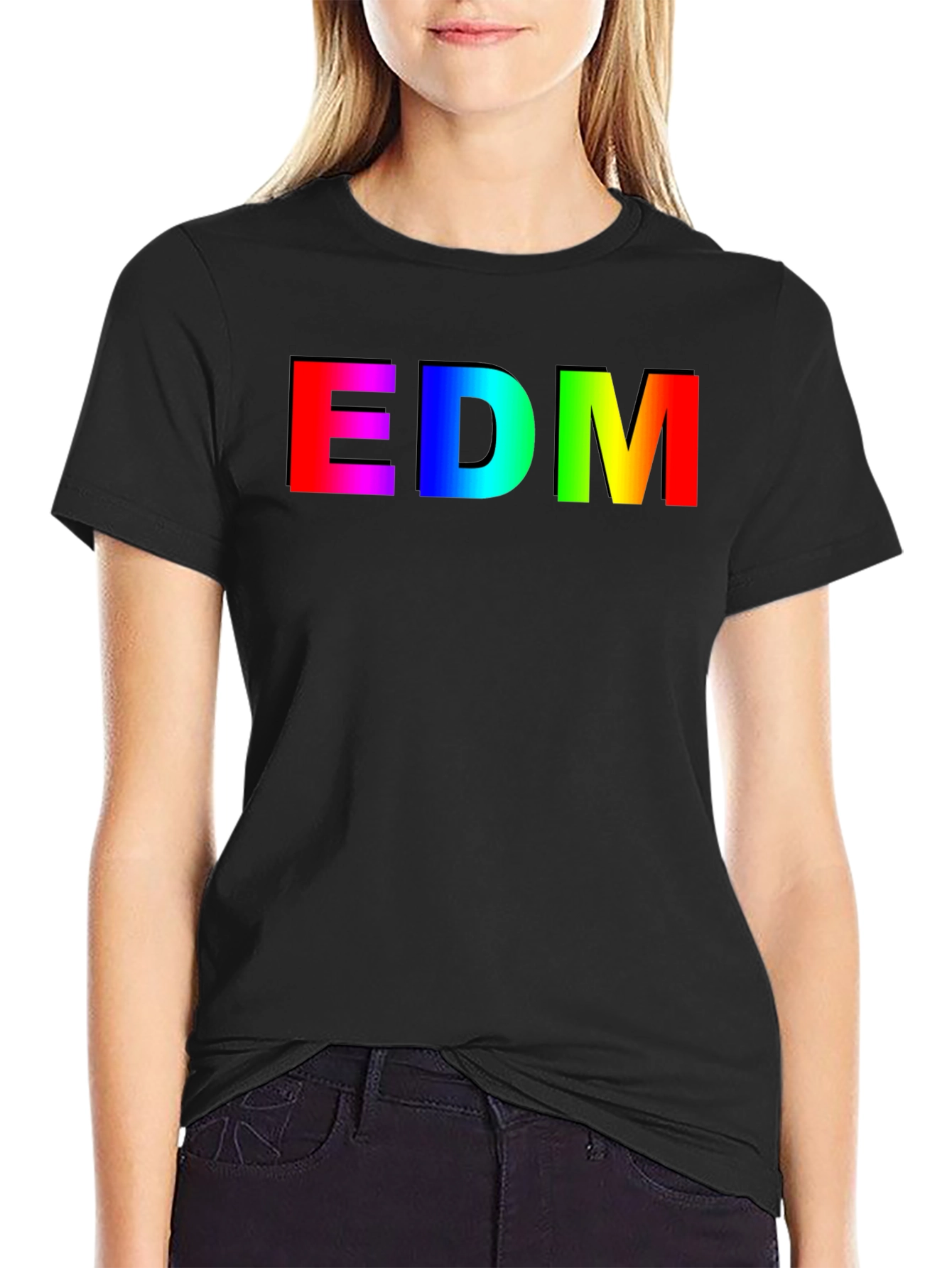 EDM Rainbow Gradient Mens Black T-Shirt