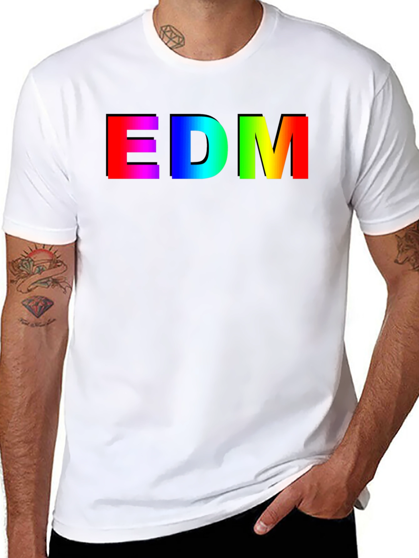 EDM Rainbow Gradient Mens Black T-Shirt