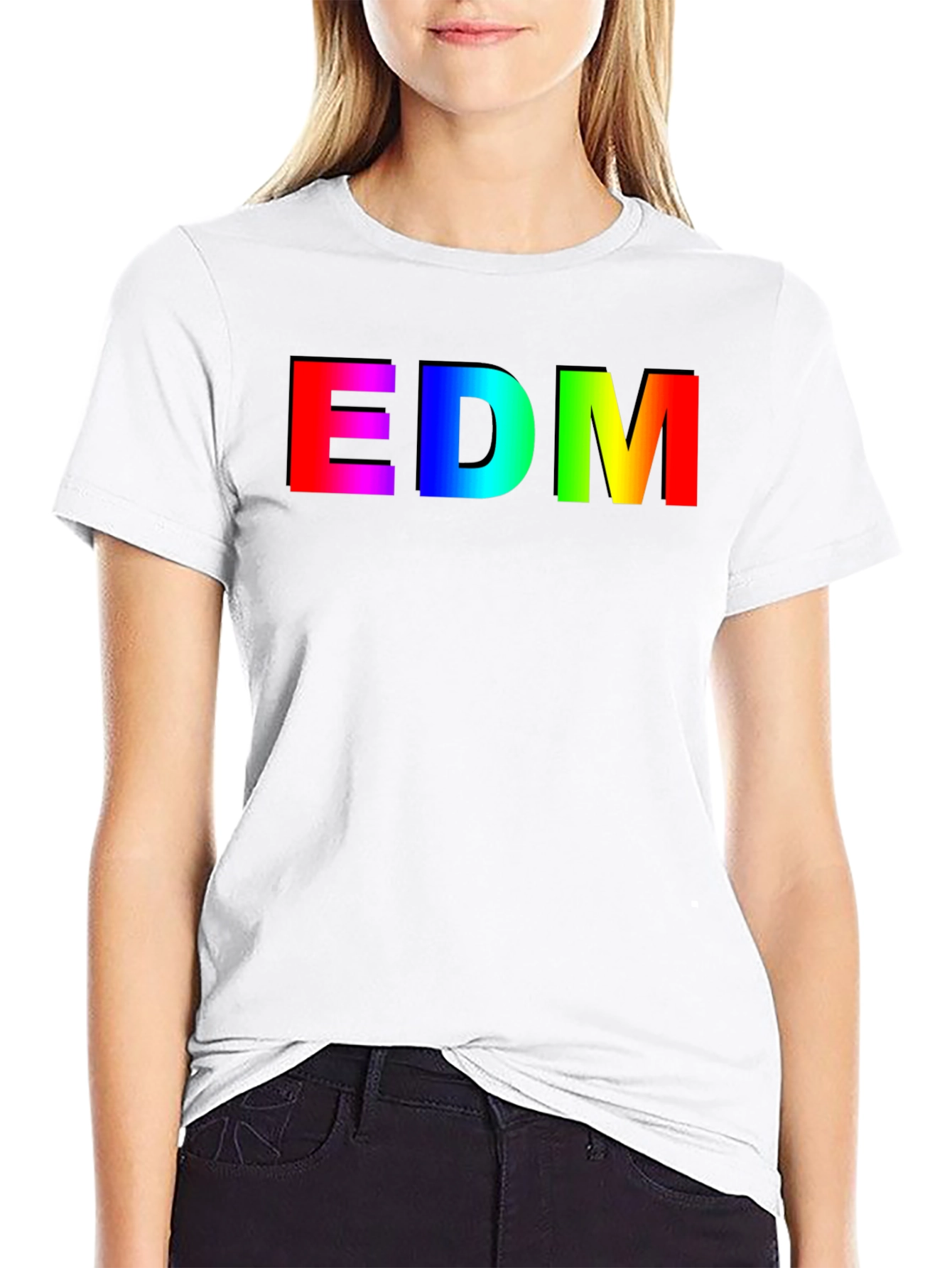 EDM Rainbow Gradient Mens Black T-Shirt