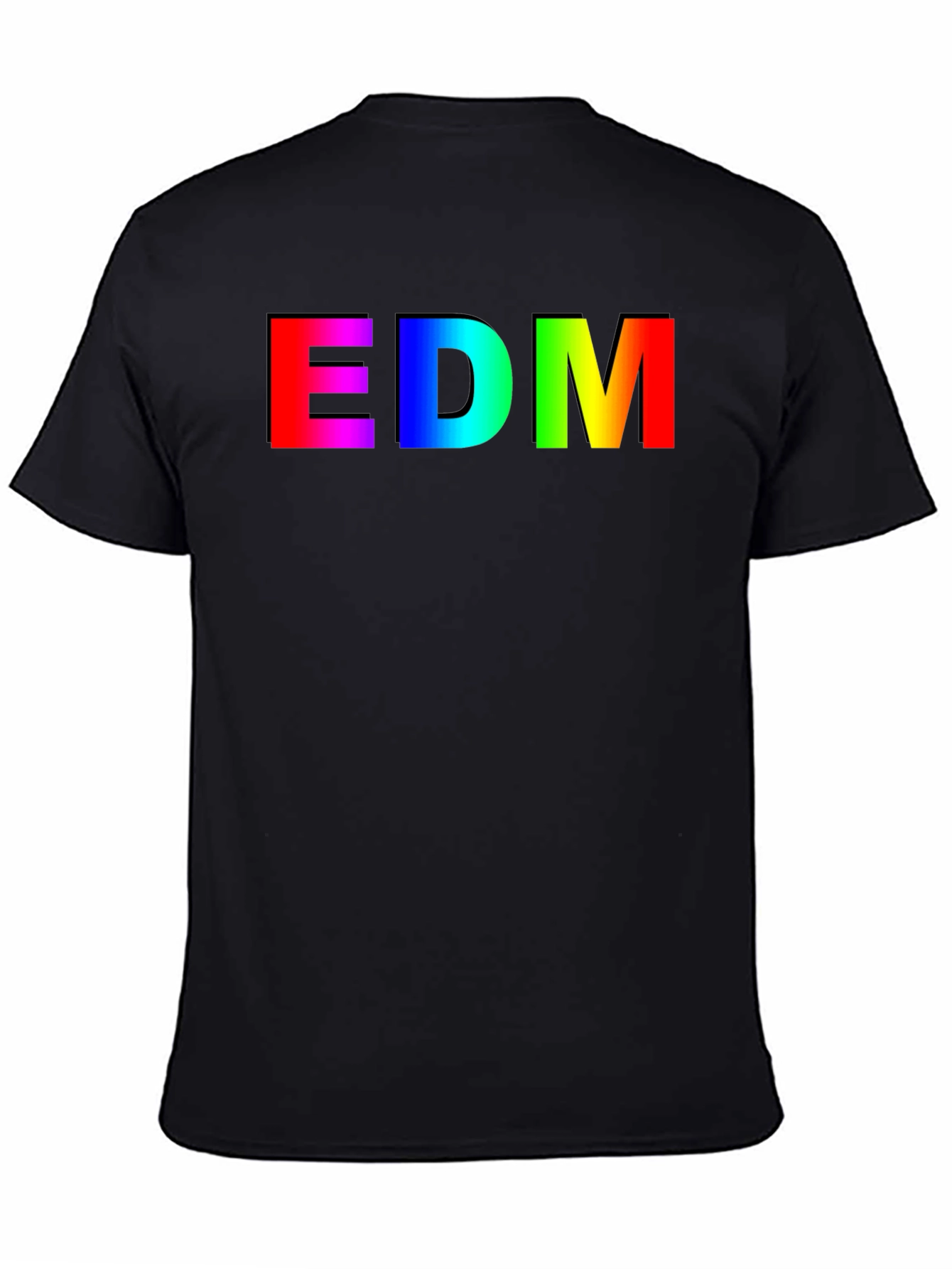 EDM Rainbow Gradient Mens Black T-Shirt