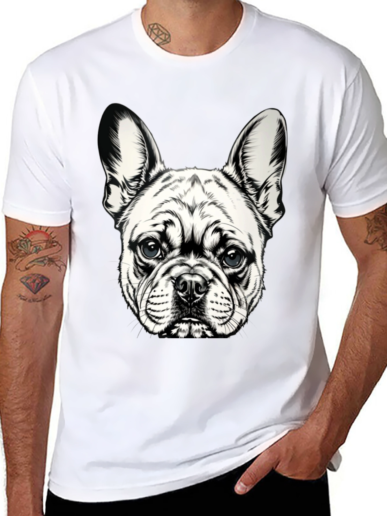 Dog Graphic T-Shirt - Black Cotton Blend