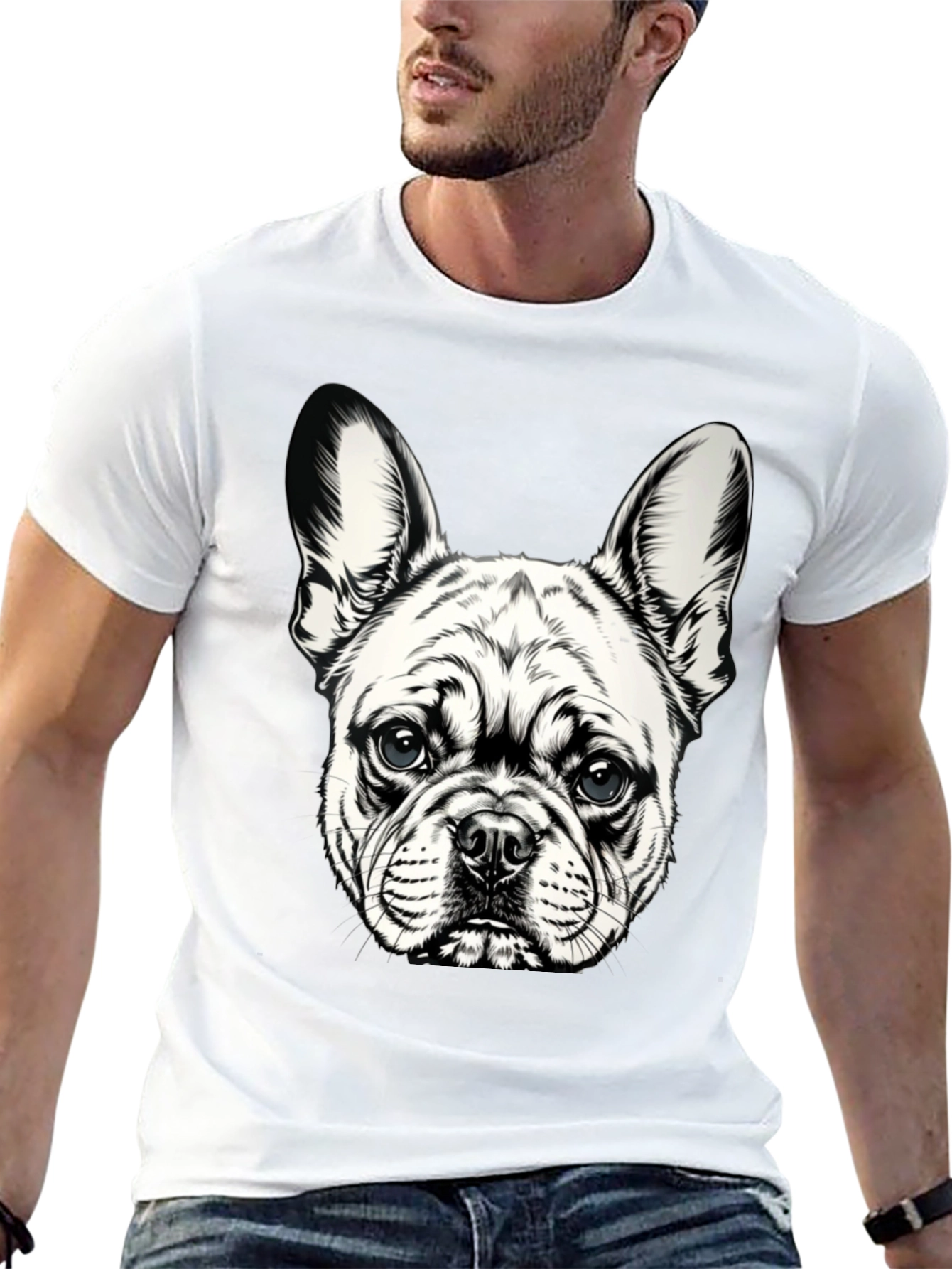 Dog Graphic T-Shirt - Black Cotton Blend
