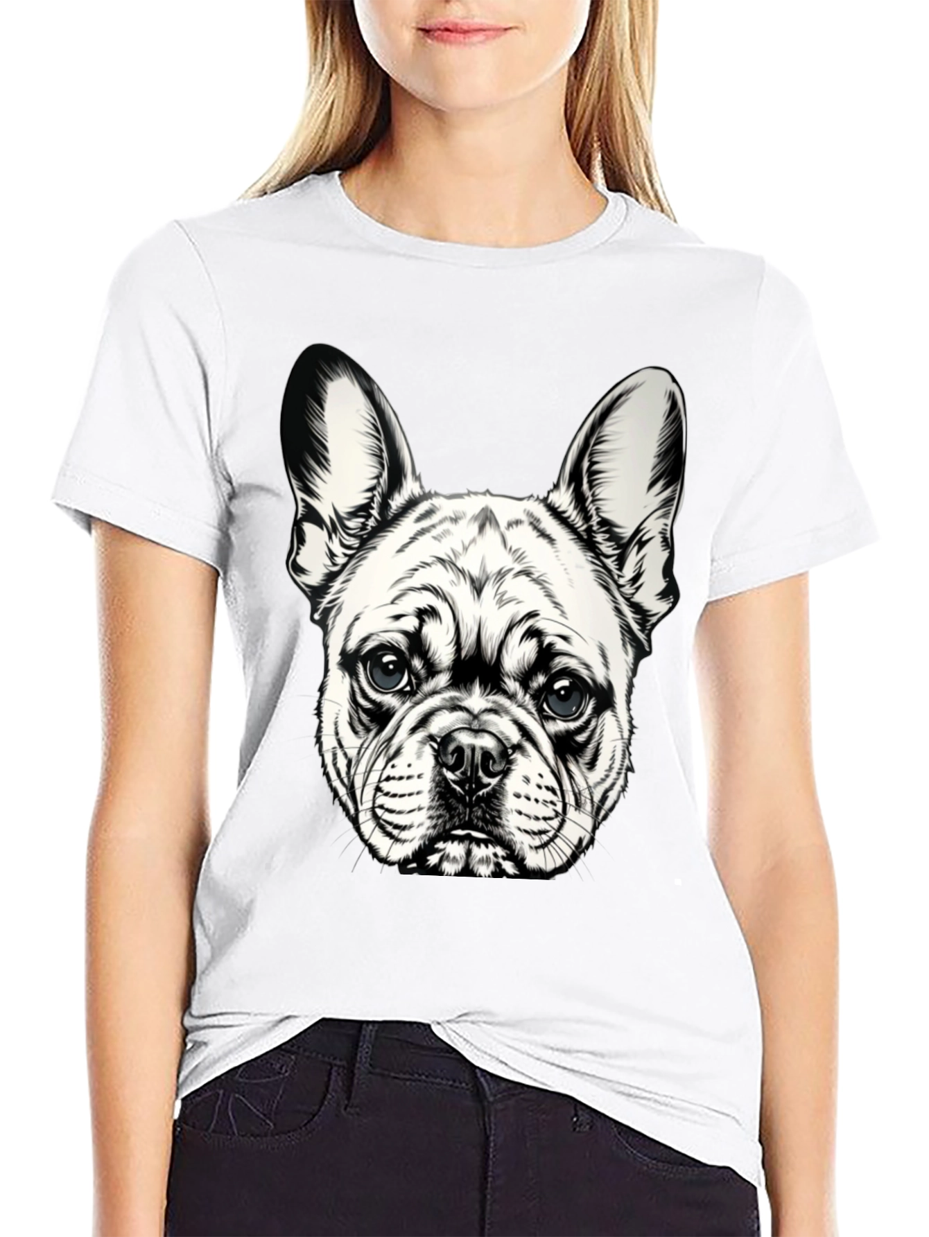 Dog Graphic T-Shirt - Black Cotton Blend