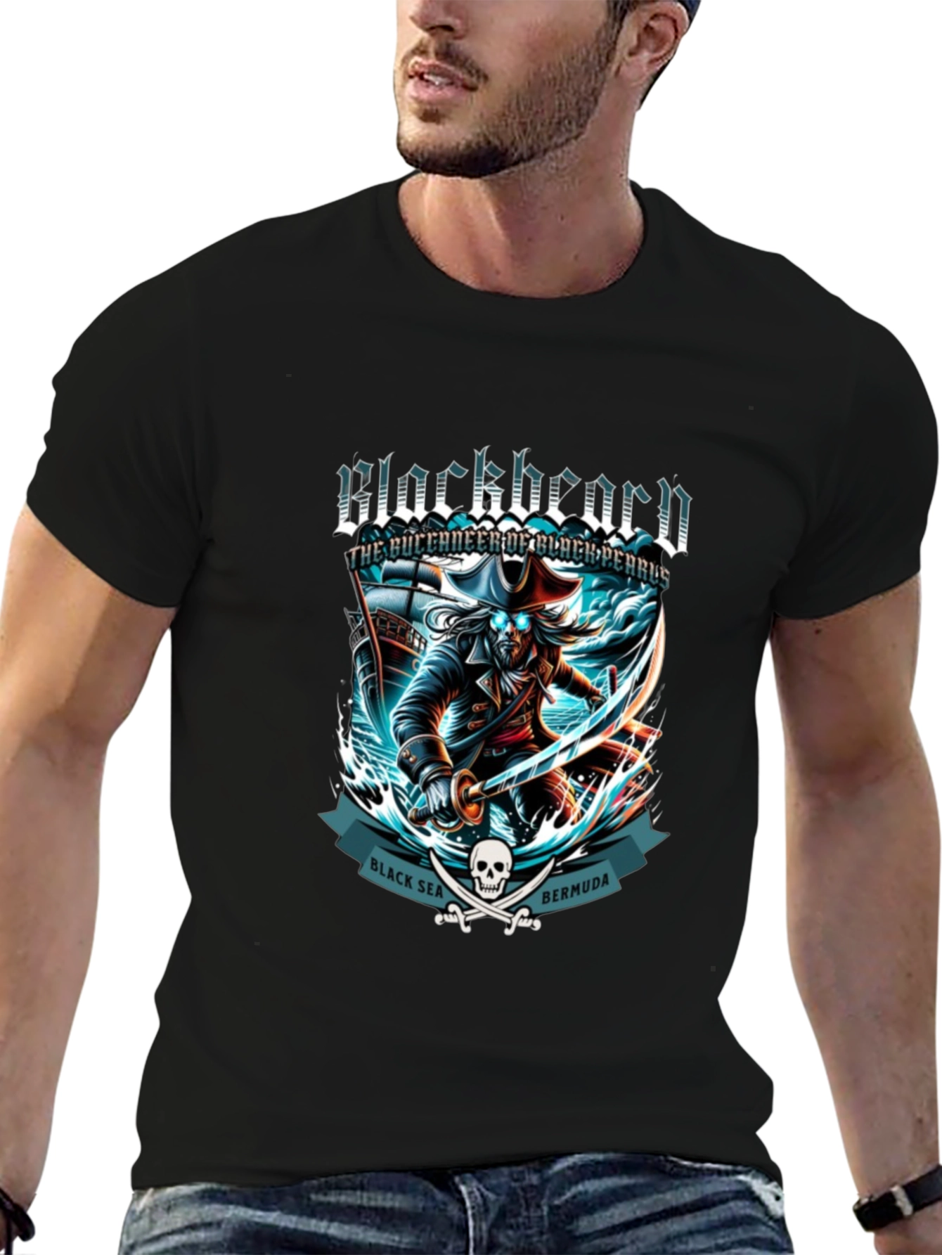 Blackbeard Pirate T-Shirt - Black Sea Bermuda