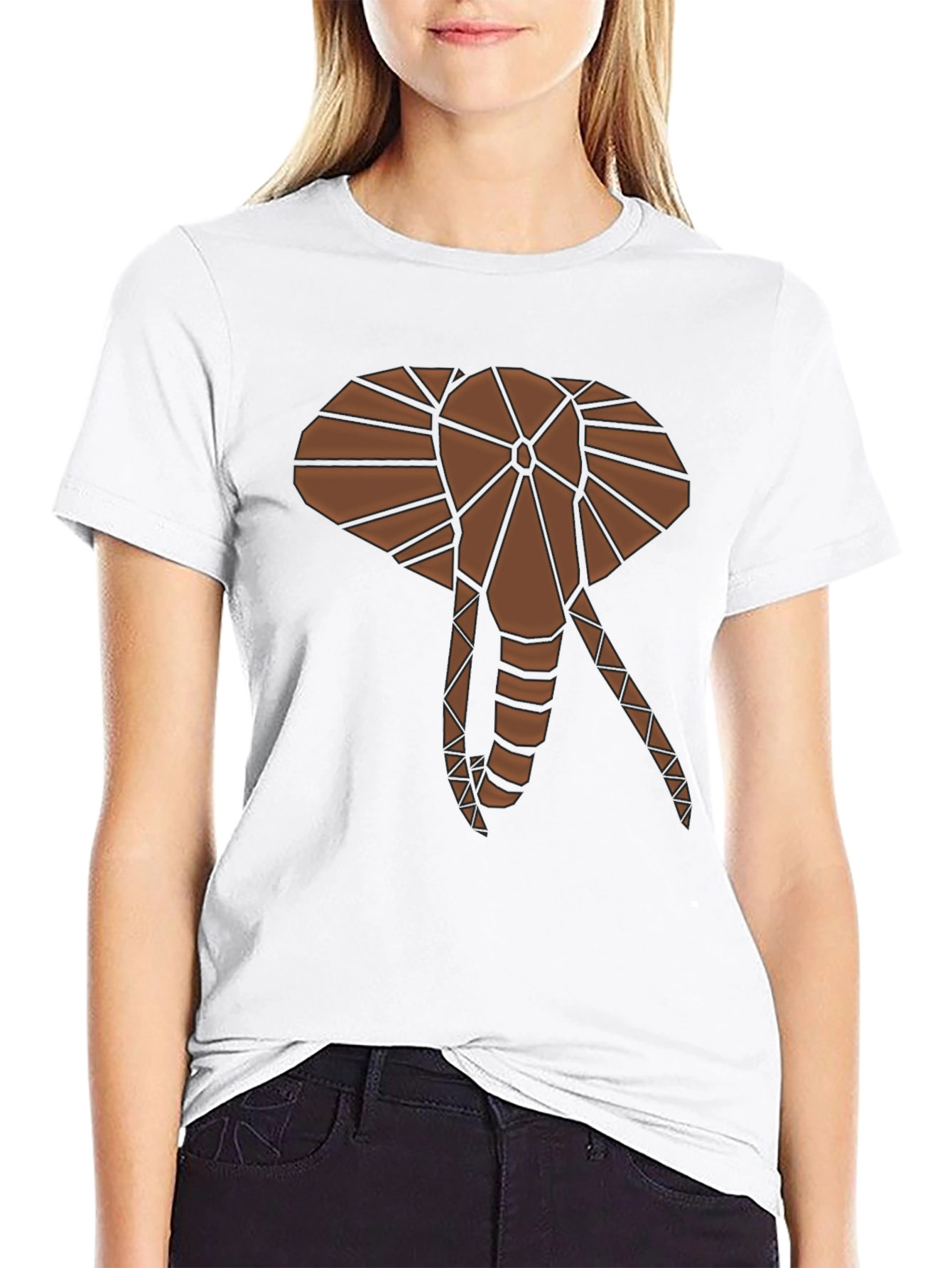 Geometric Elephant Graphic T-Shirt - Stylish Casual Tee