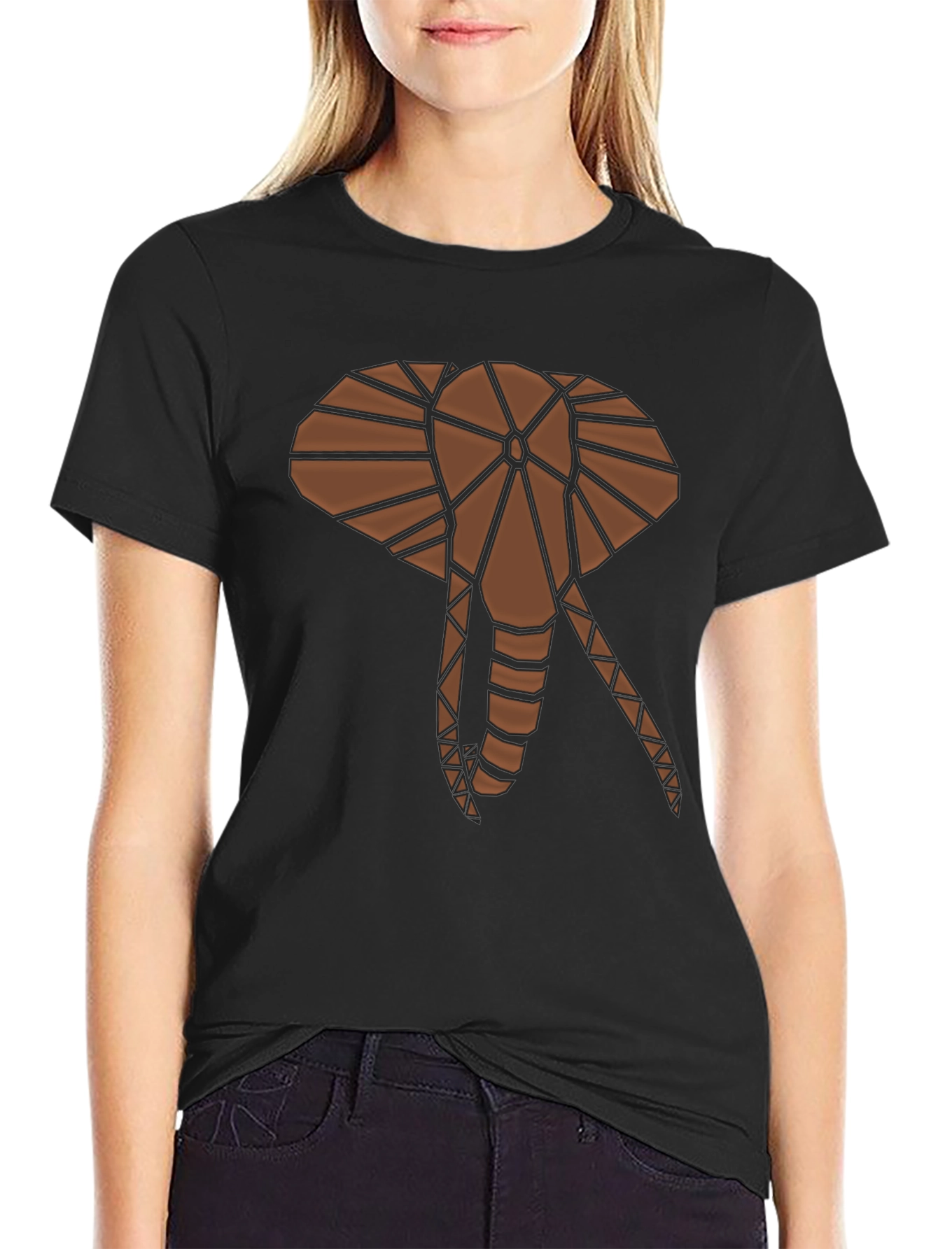 Geometric Elephant Graphic T-Shirt - Stylish Casual Tee