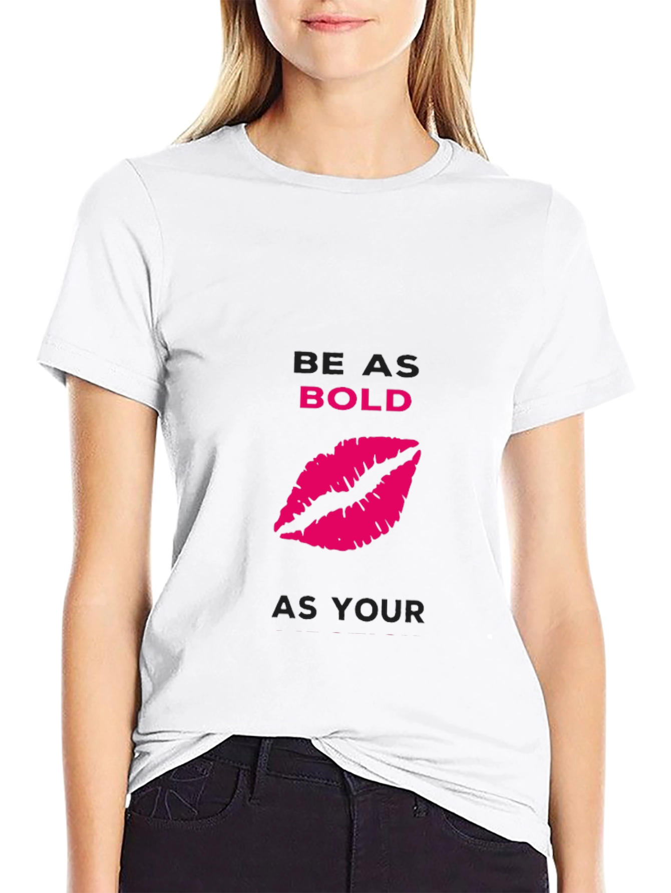 Bold Lips Graphic Black T-Shirt