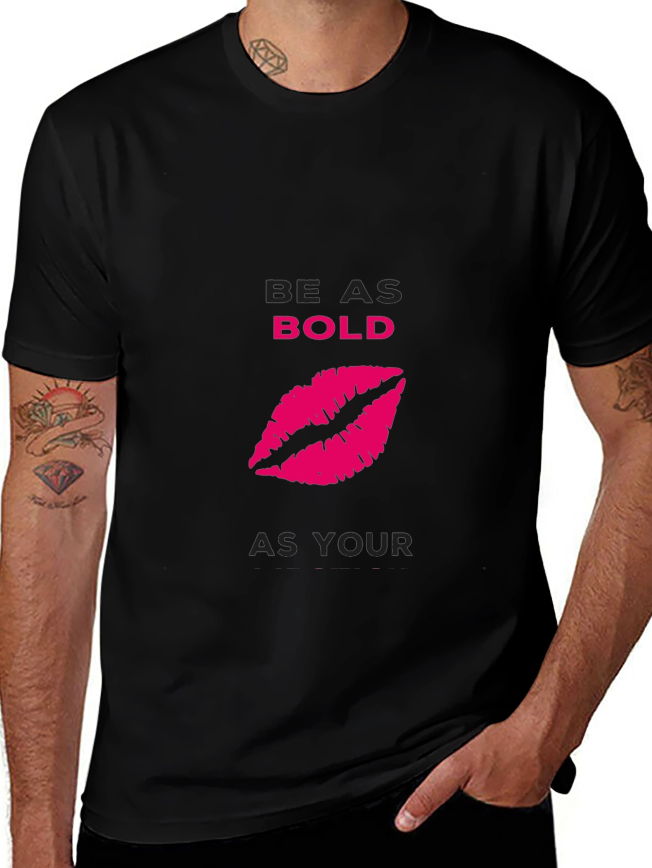Bold Lips Graphic Black T-Shirt
