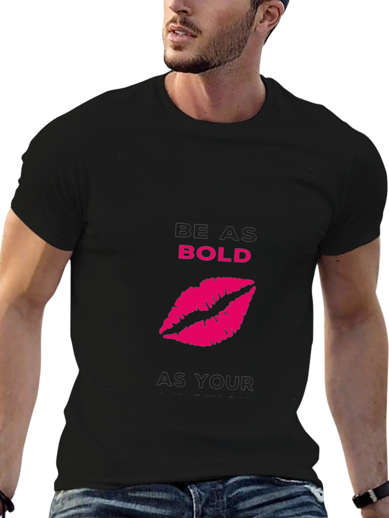 Bold Lips Graphic Black T-Shirt