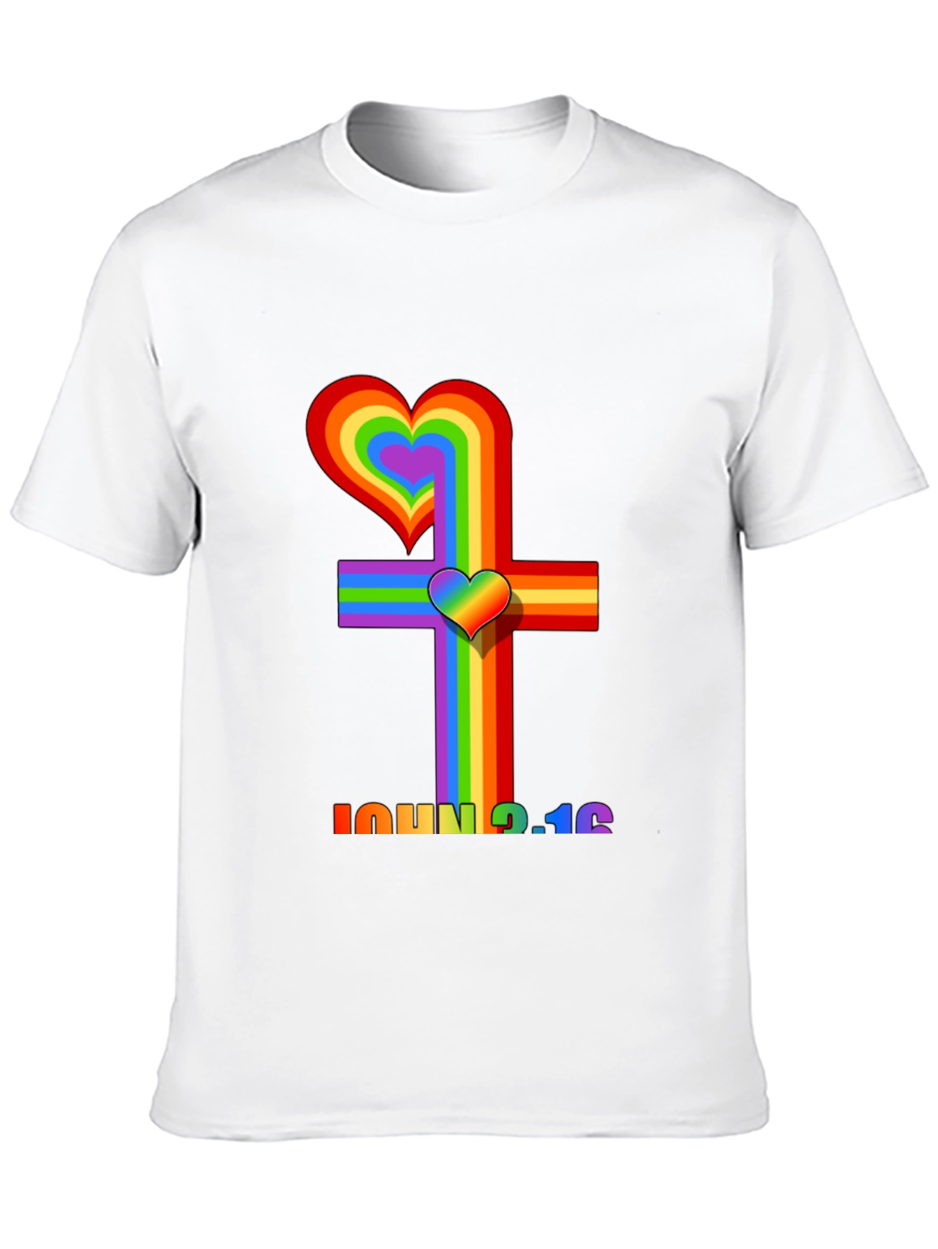 Rainbow Heart Cross Graphic Tee - John 3:16