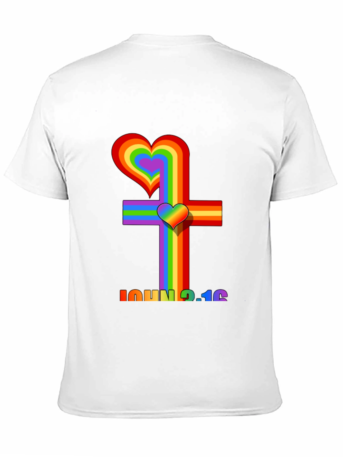 Rainbow Heart Cross Graphic Tee - John 3:16