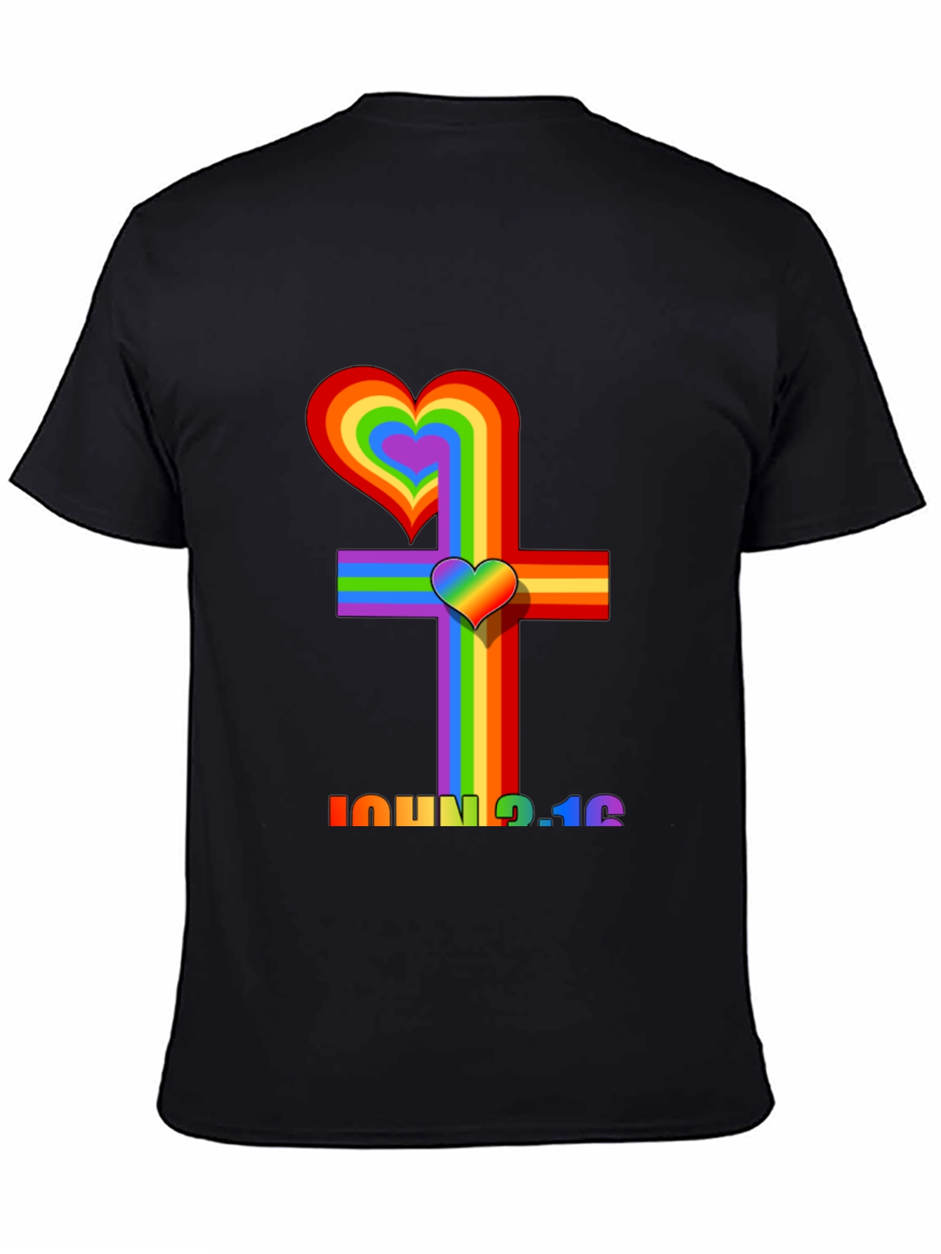 Rainbow Heart Cross Graphic Tee - John 3:16
