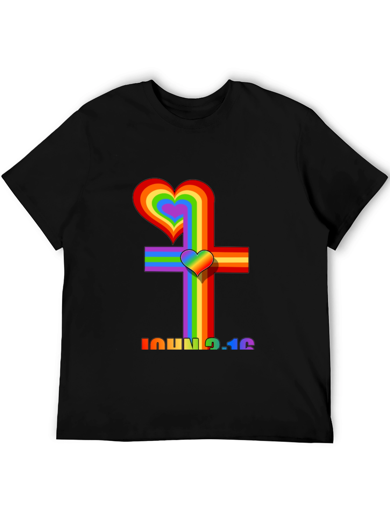 Rainbow Heart Cross Graphic Tee - John 3:16