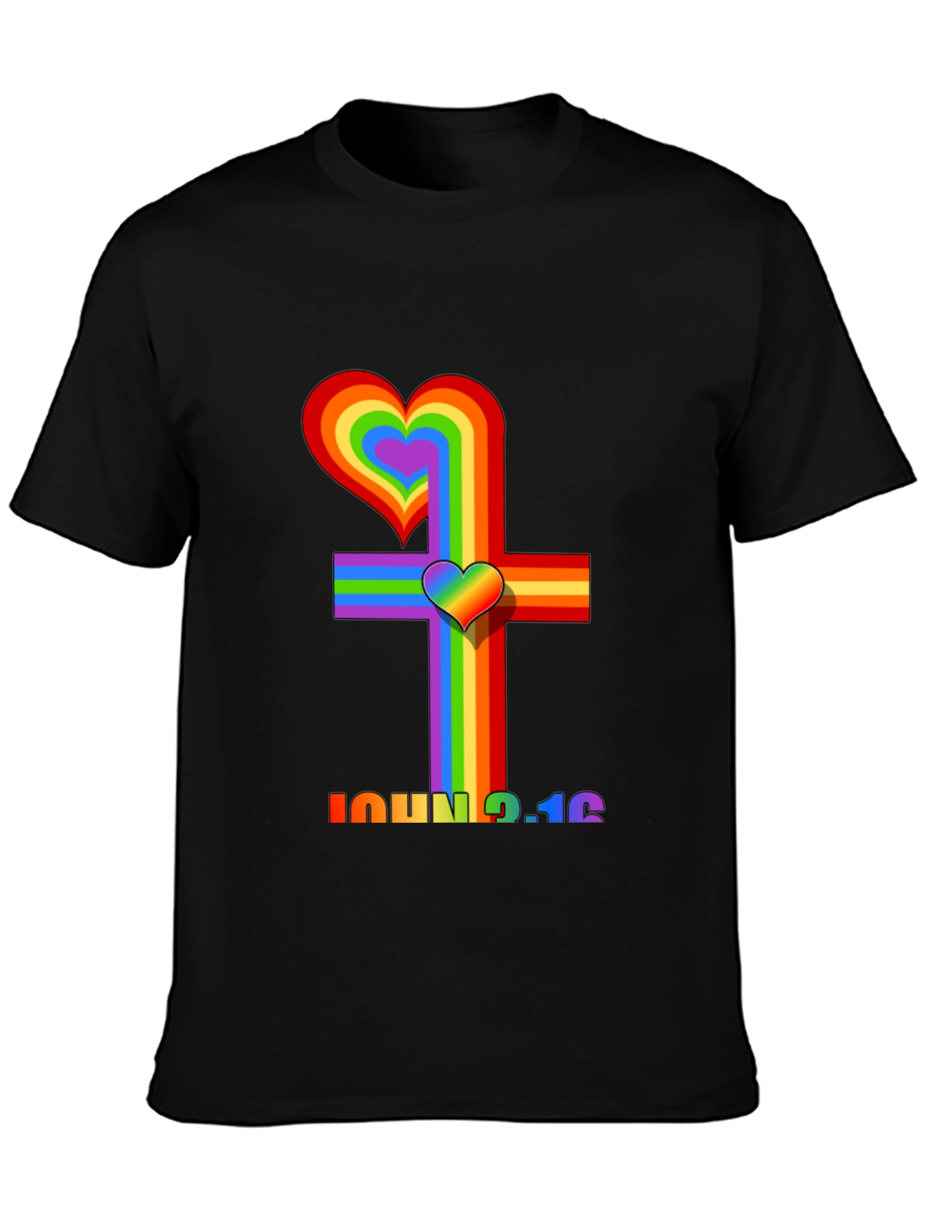 Rainbow Heart Cross Graphic Tee - John 3:16