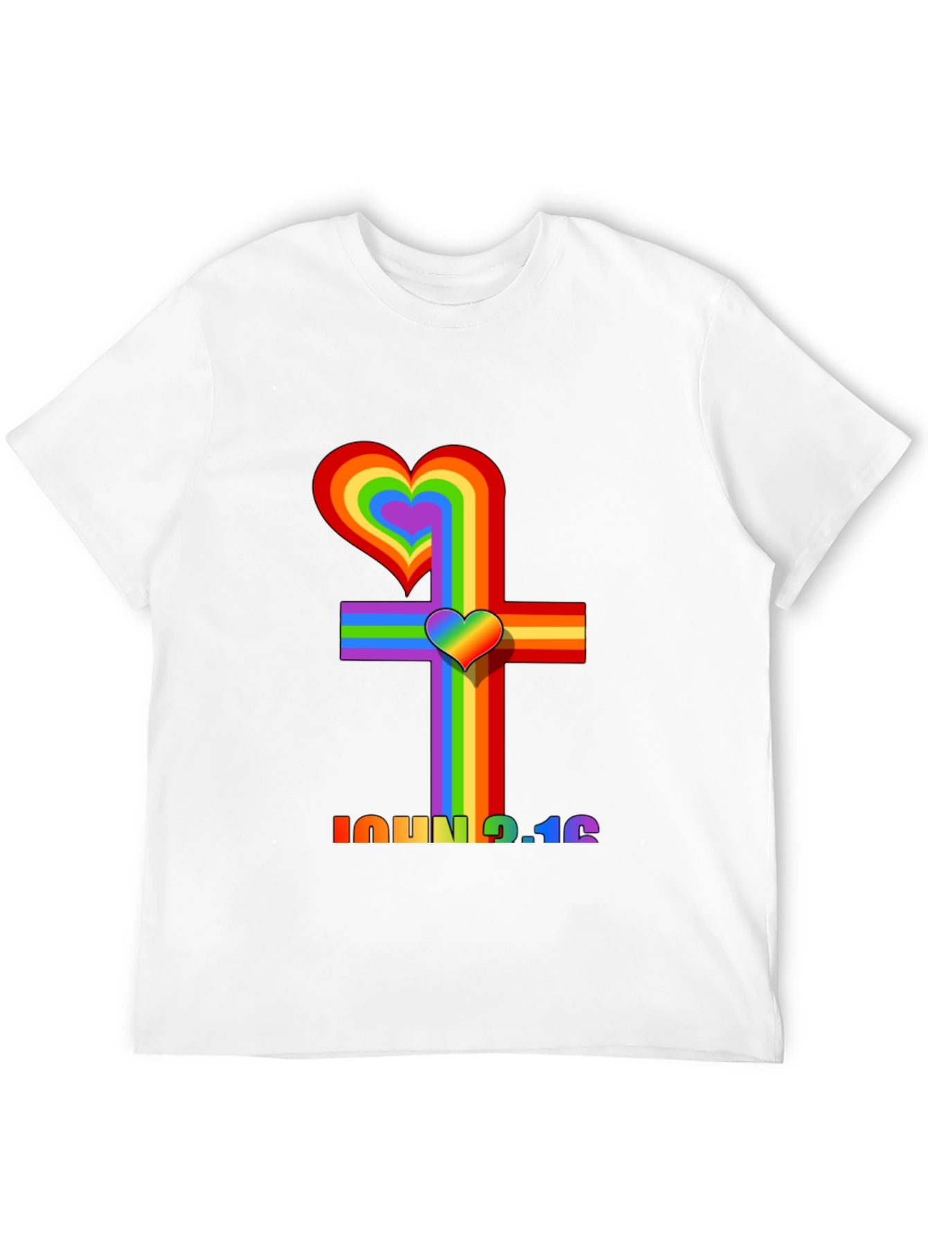 Rainbow Heart Cross Graphic Tee - John 3:16