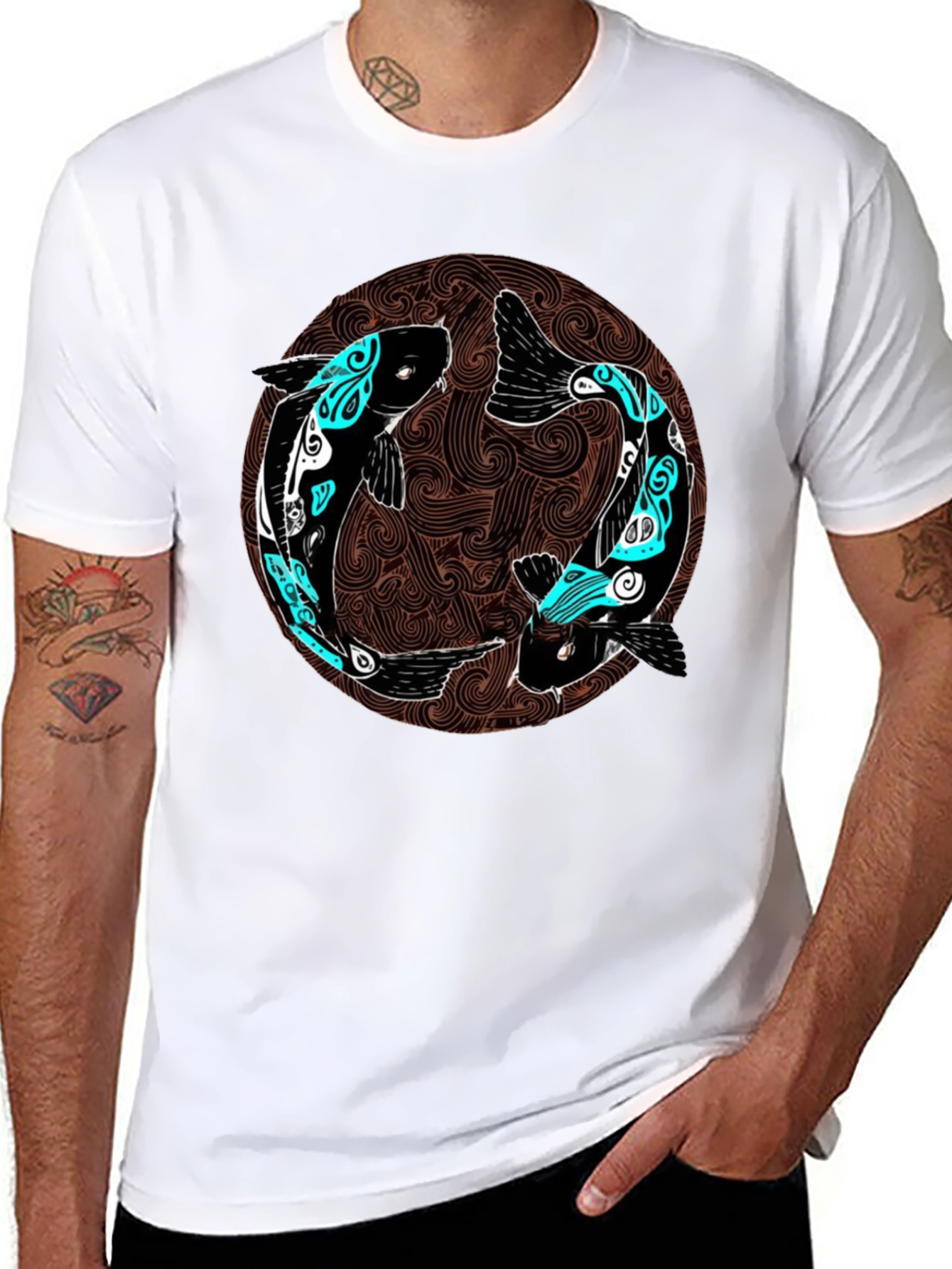Yin Yang Koi Fish Graphic T-Shirt