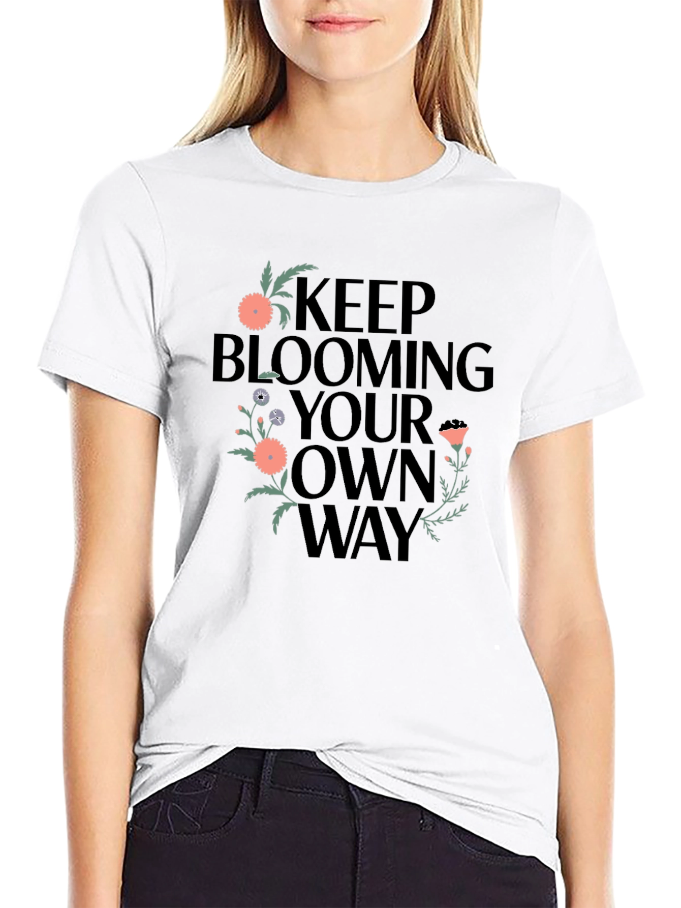 Keep Blooming Your Own Way Graphic Tee - Black