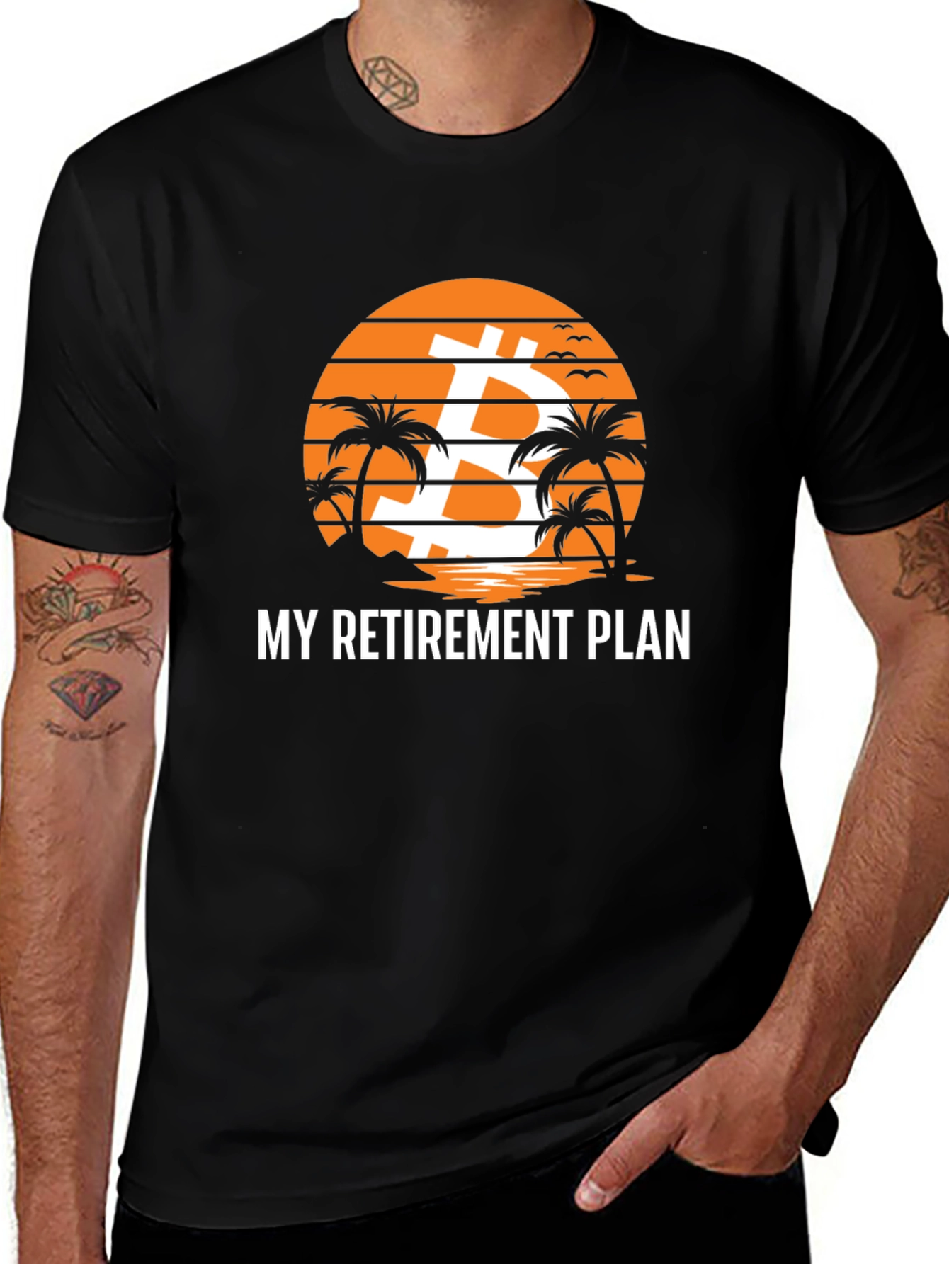 Bitcoin Retirement Plan Black Graphic T-Shirt