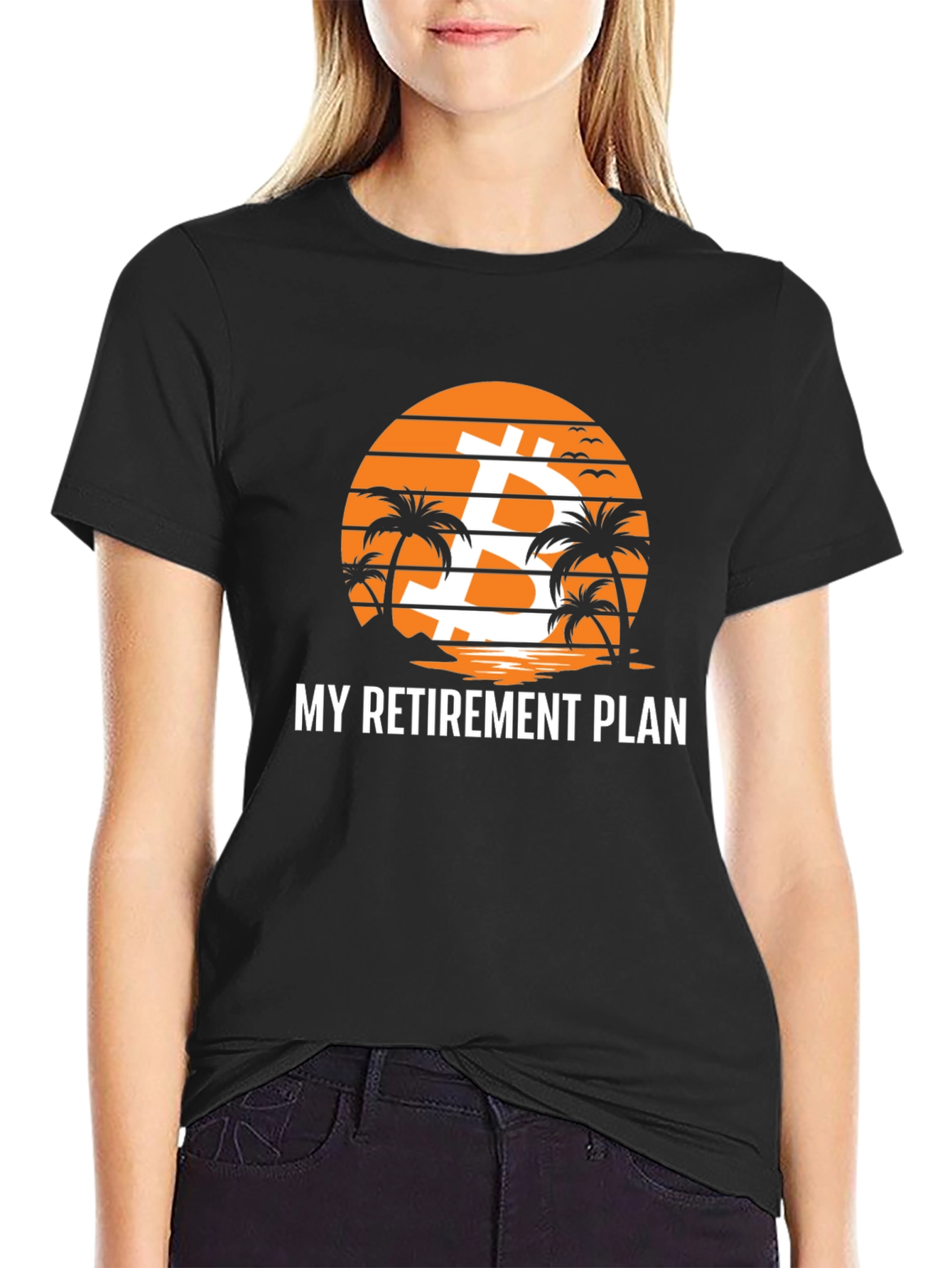Bitcoin Retirement Plan Black Graphic T-Shirt