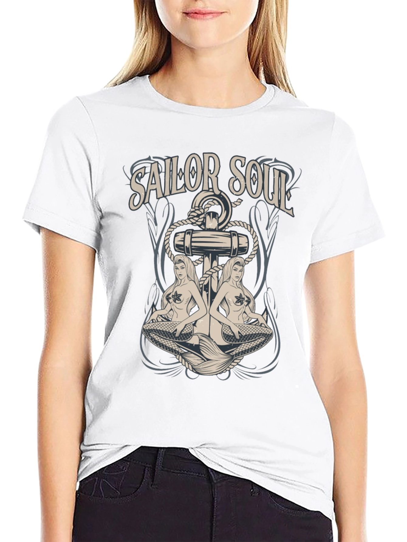 Sailor Soul Graphic Tee - Black Cotton T-Shirt