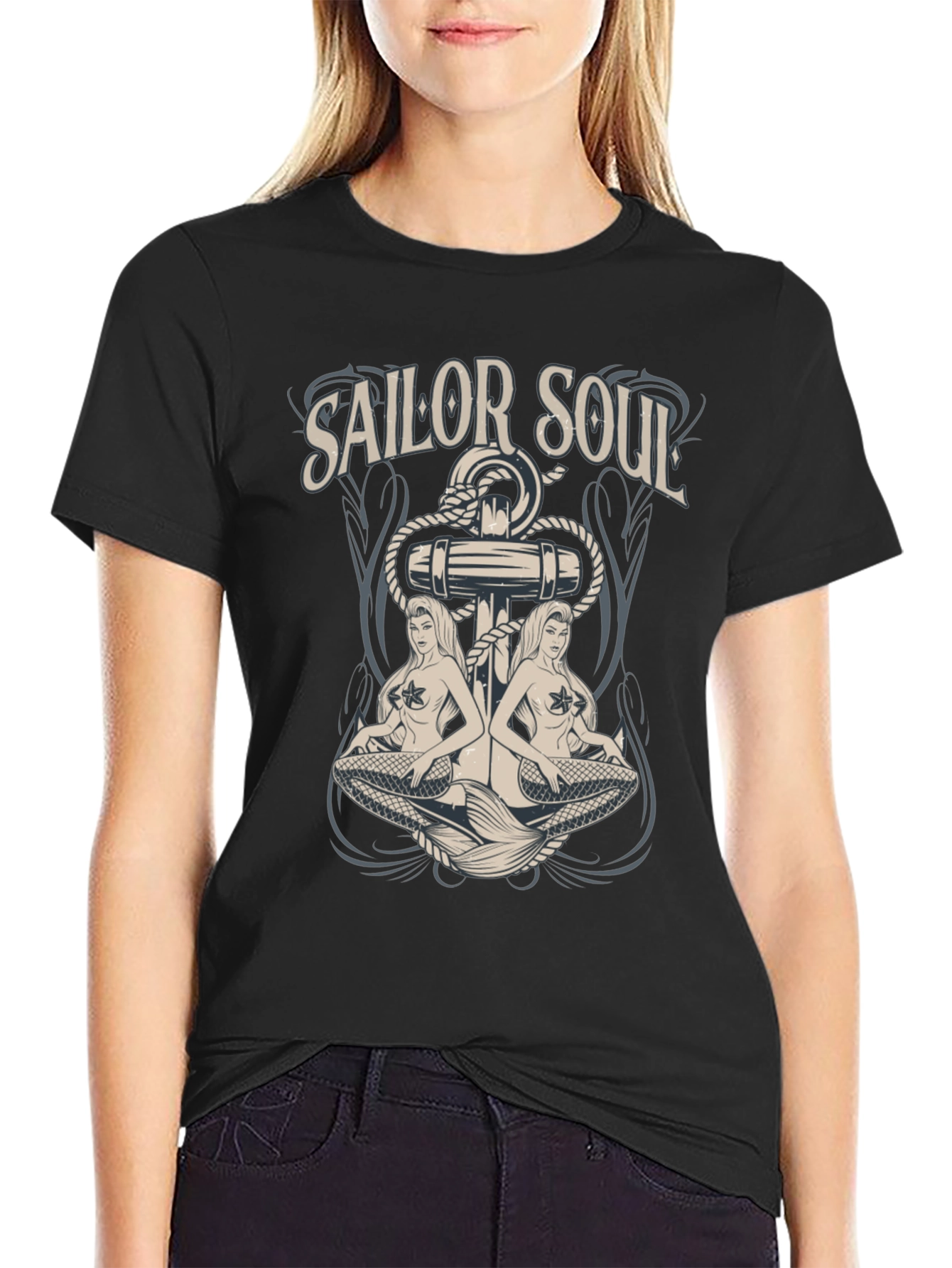 Sailor Soul Graphic Tee - Black Cotton T-Shirt