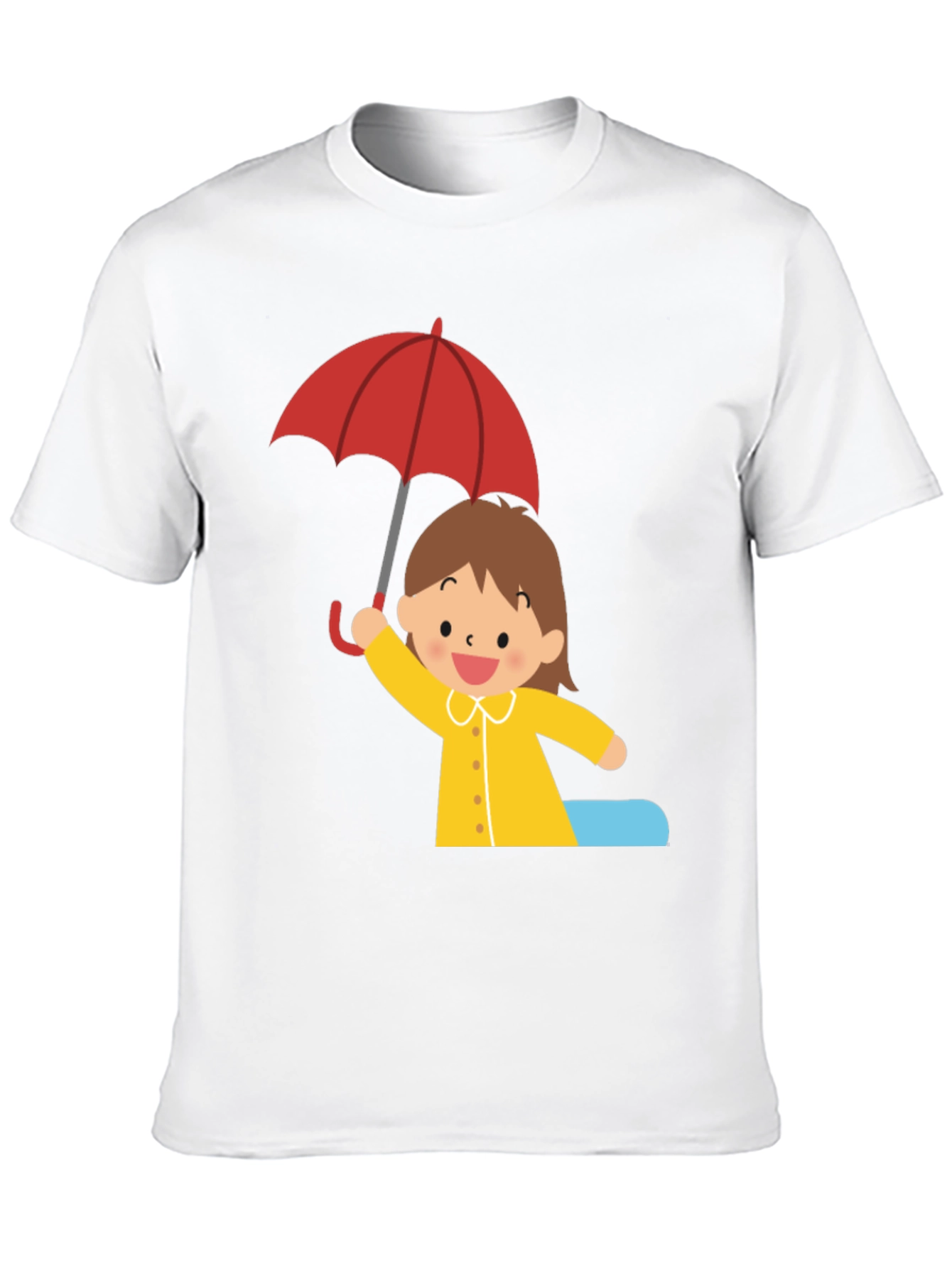 Girl with Umbrella Graphic Tee - Black Cotton T-Shirt