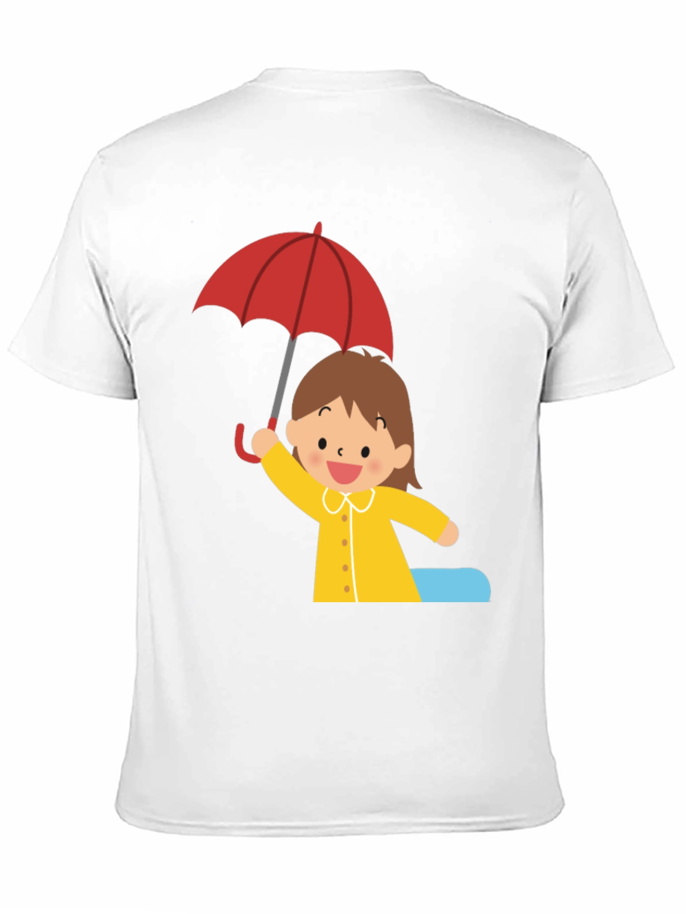 Girl with Umbrella Graphic Tee - Black Cotton T-Shirt