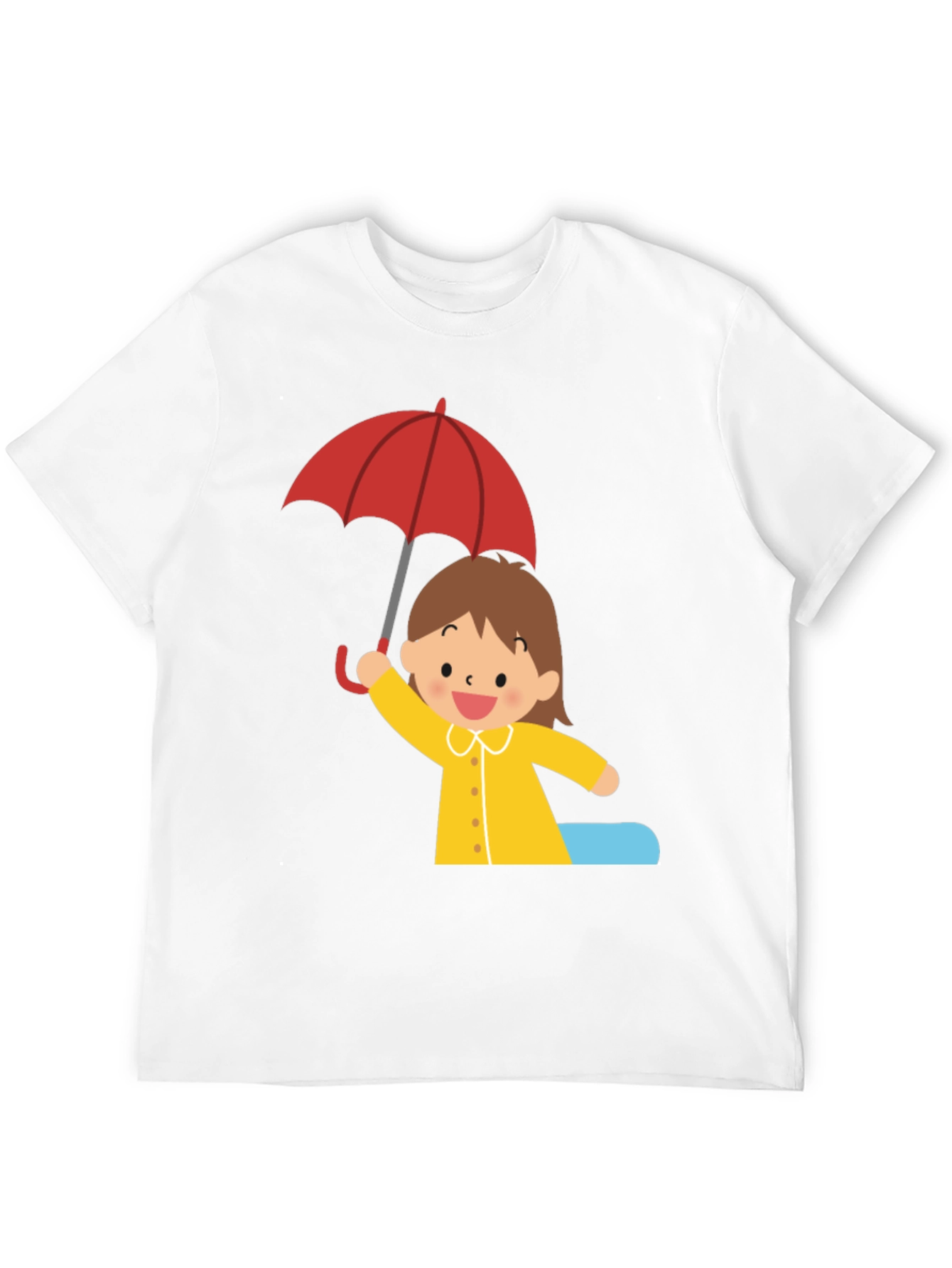 Girl with Umbrella Graphic Tee - Black Cotton T-Shirt