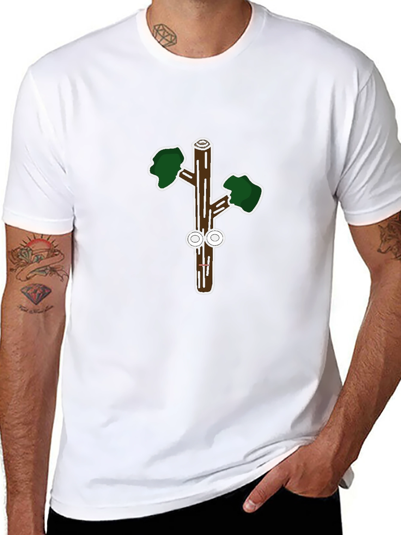 Funny Cartoon Tree Trunk Graphic Tee