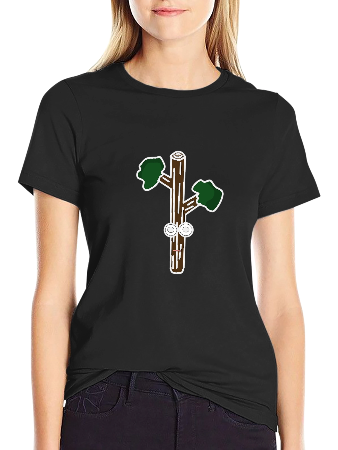Funny Cartoon Tree Trunk Graphic Tee