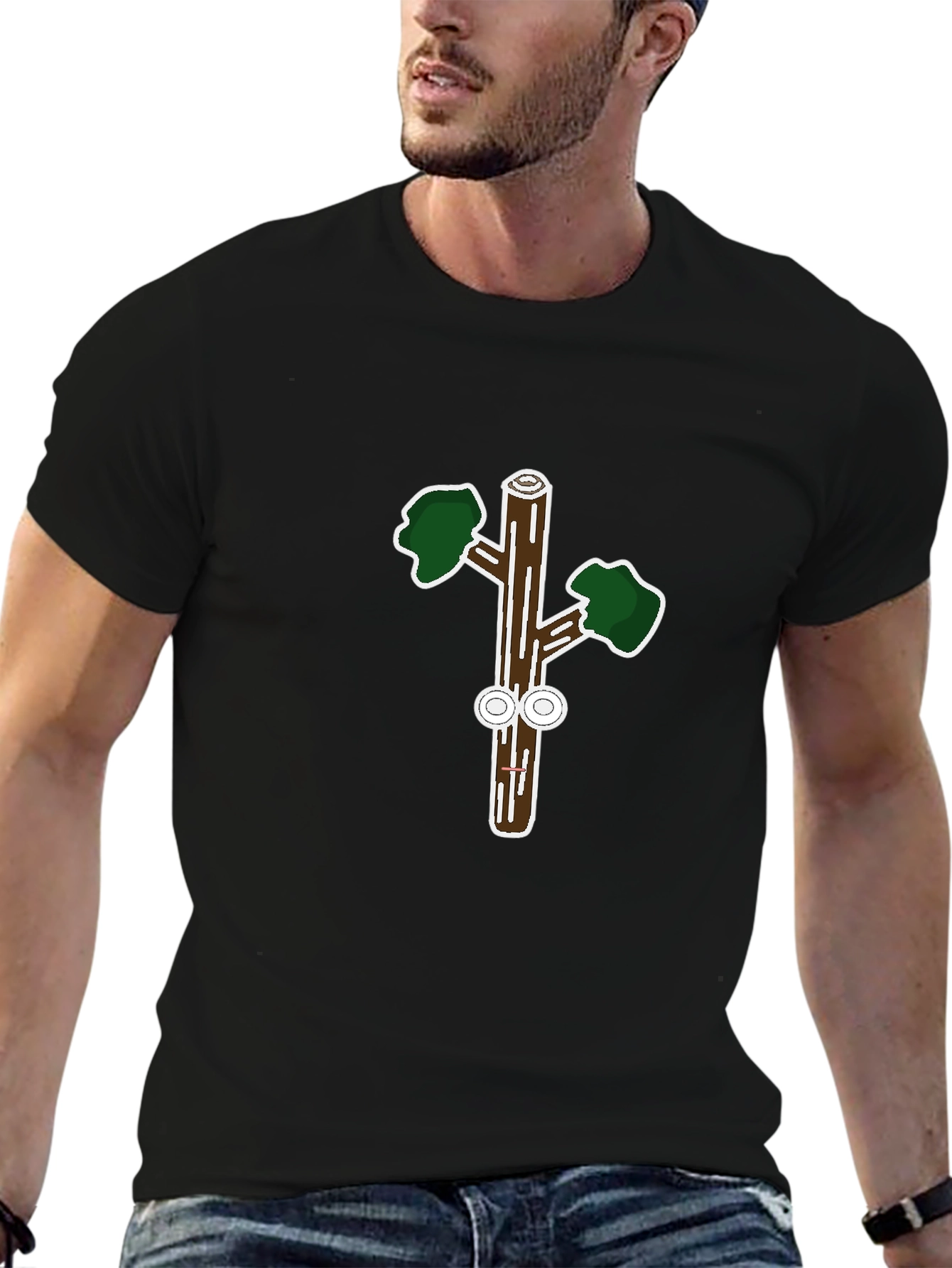 Funny Cartoon Tree Trunk Graphic Tee
