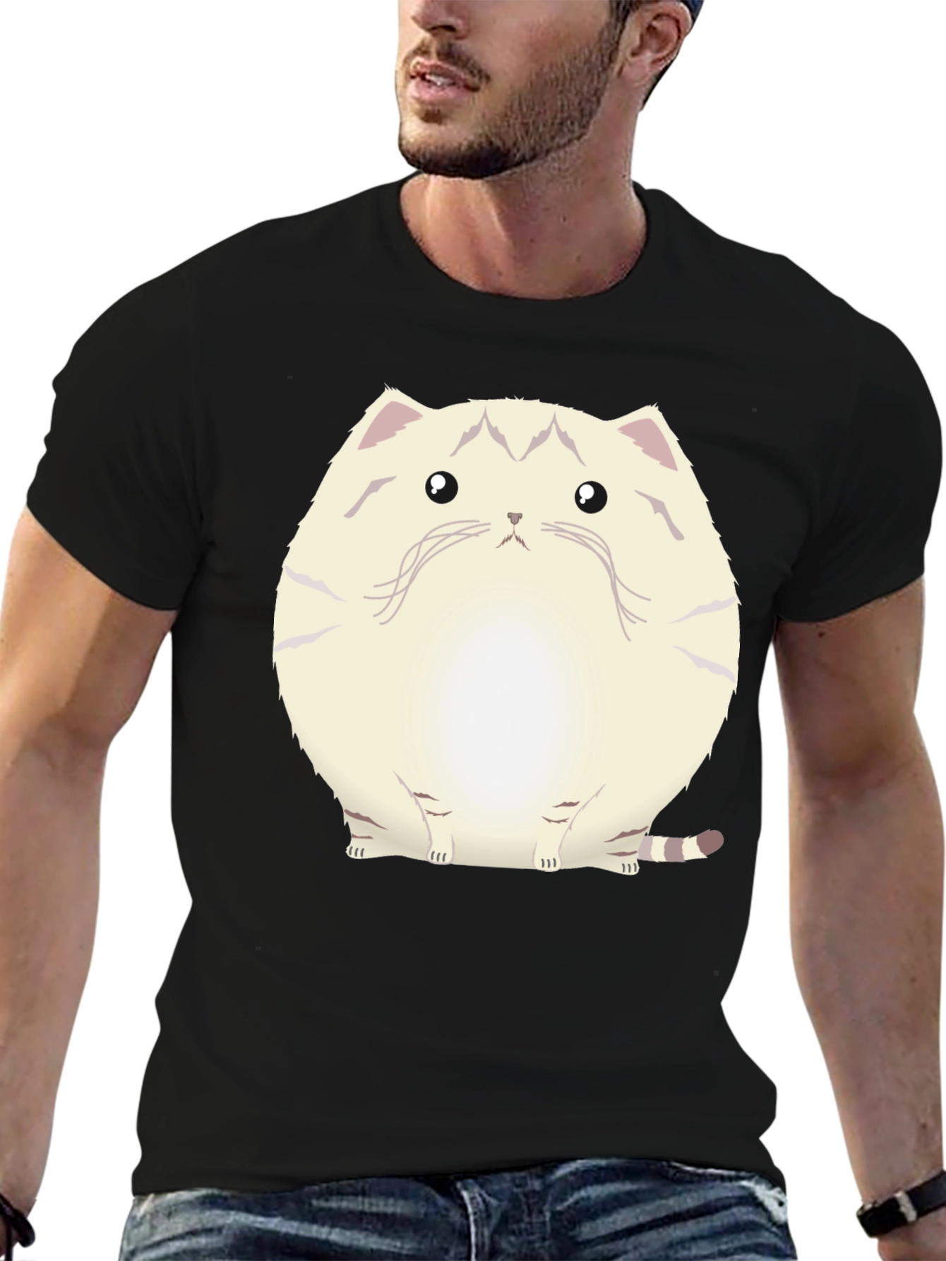 Cute Cat Graphic Black T-Shirt