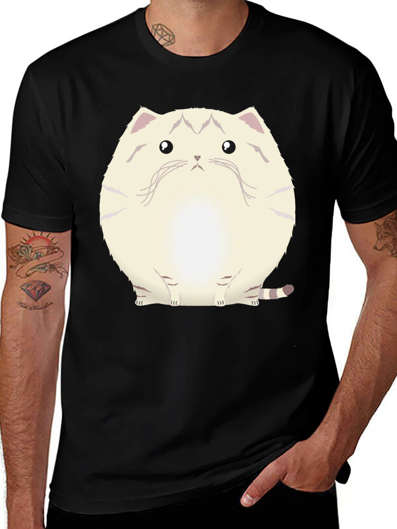 Cute Cat Graphic Black T-Shirt
