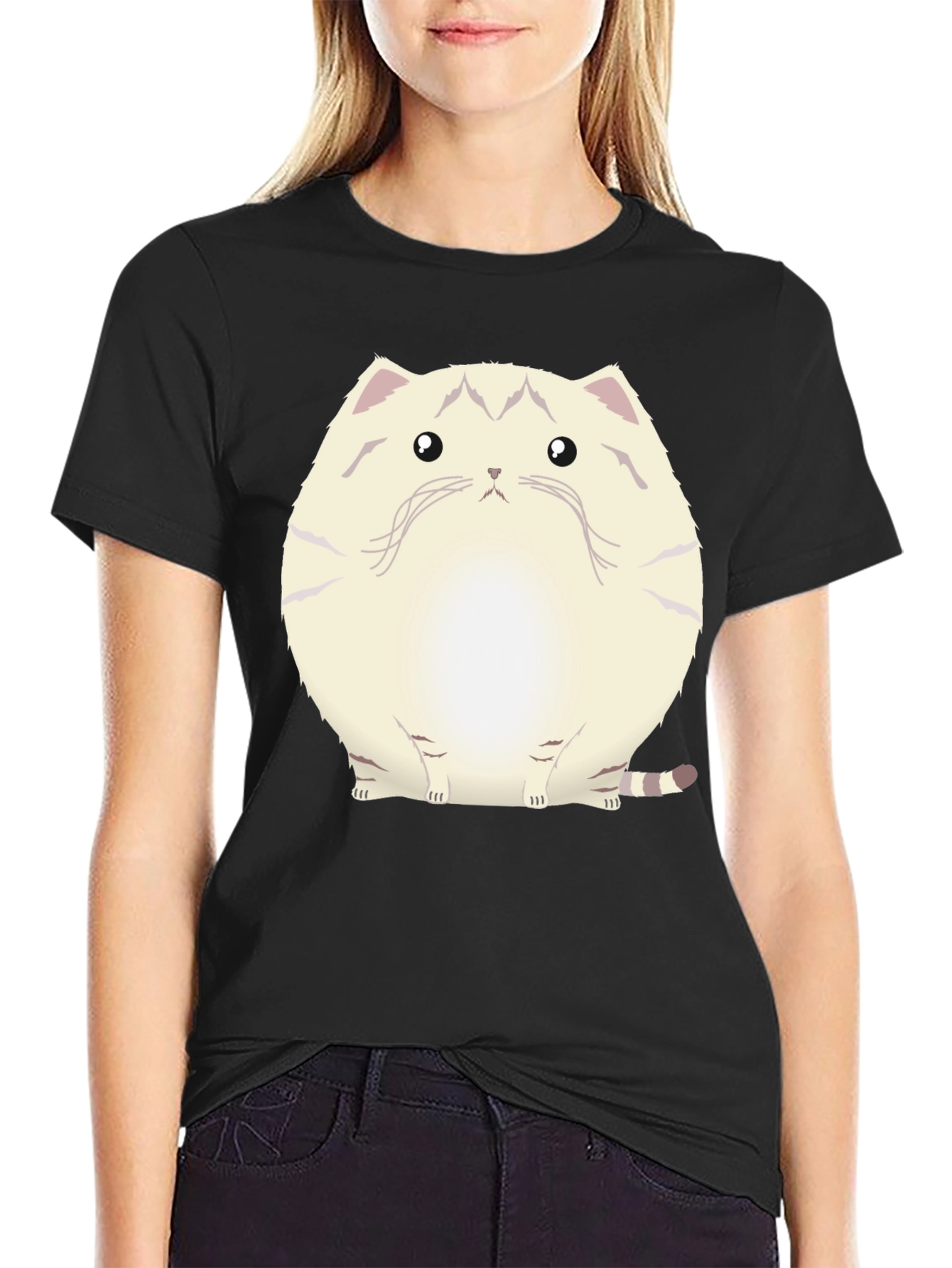 Cute Cat Graphic Black T-Shirt