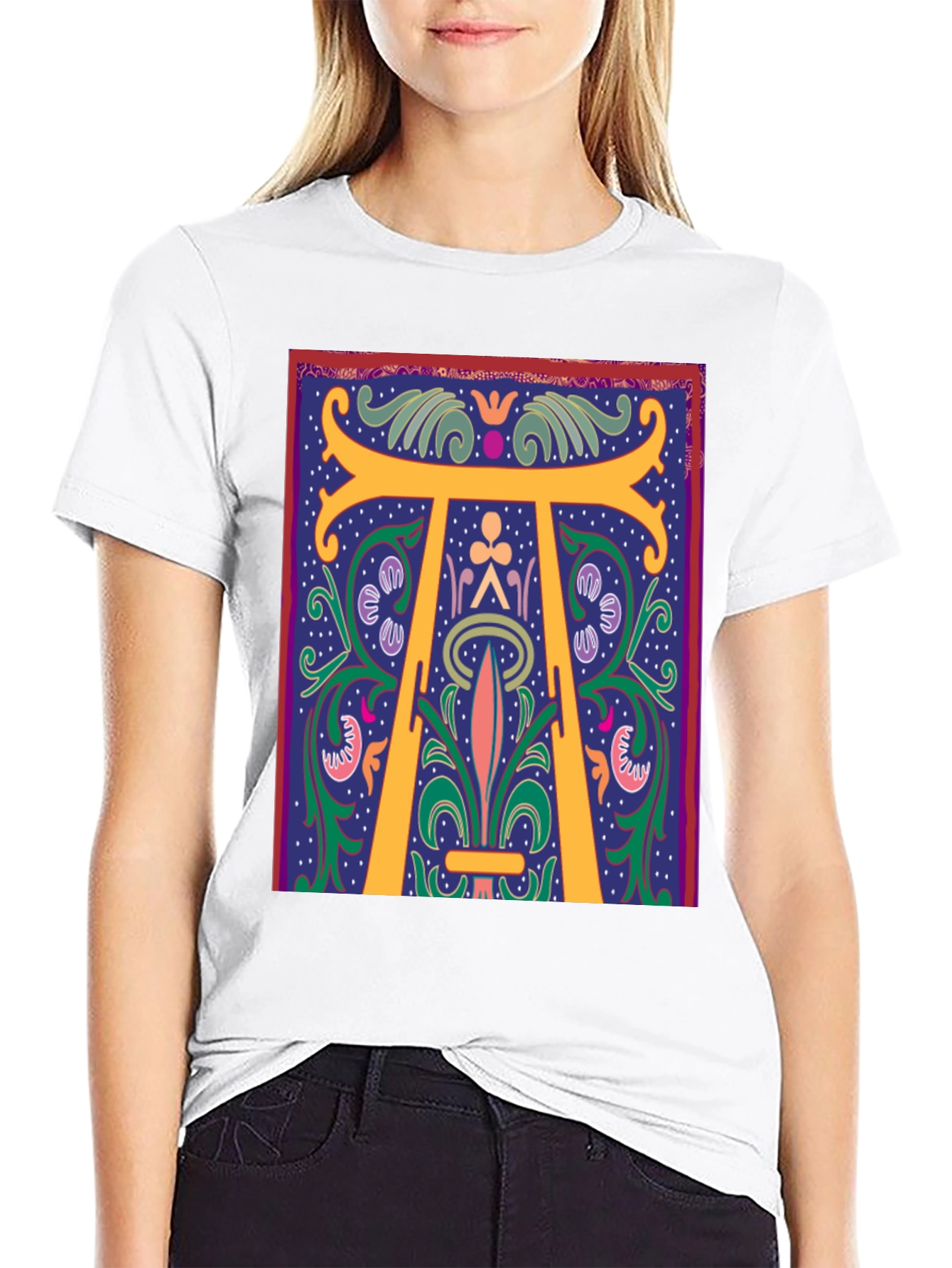 Art Nouveau T-Shirt - Unique Botanical Initial Design