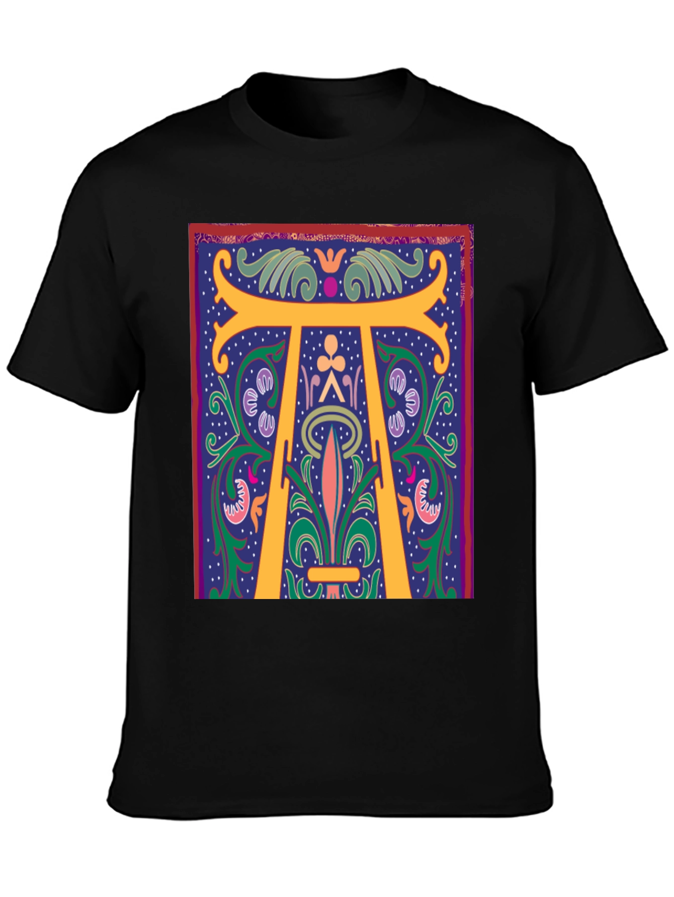 Art Nouveau T-Shirt - Unique Botanical Initial Design