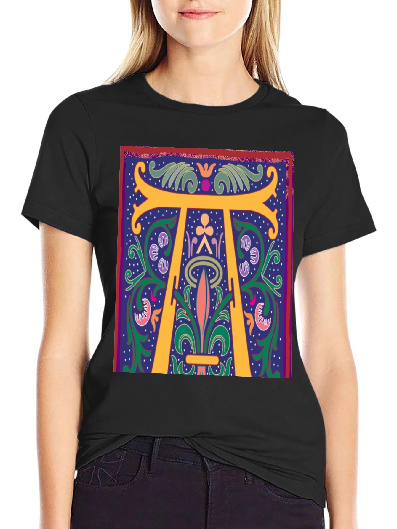 Art Nouveau T-Shirt - Unique Botanical Initial Design