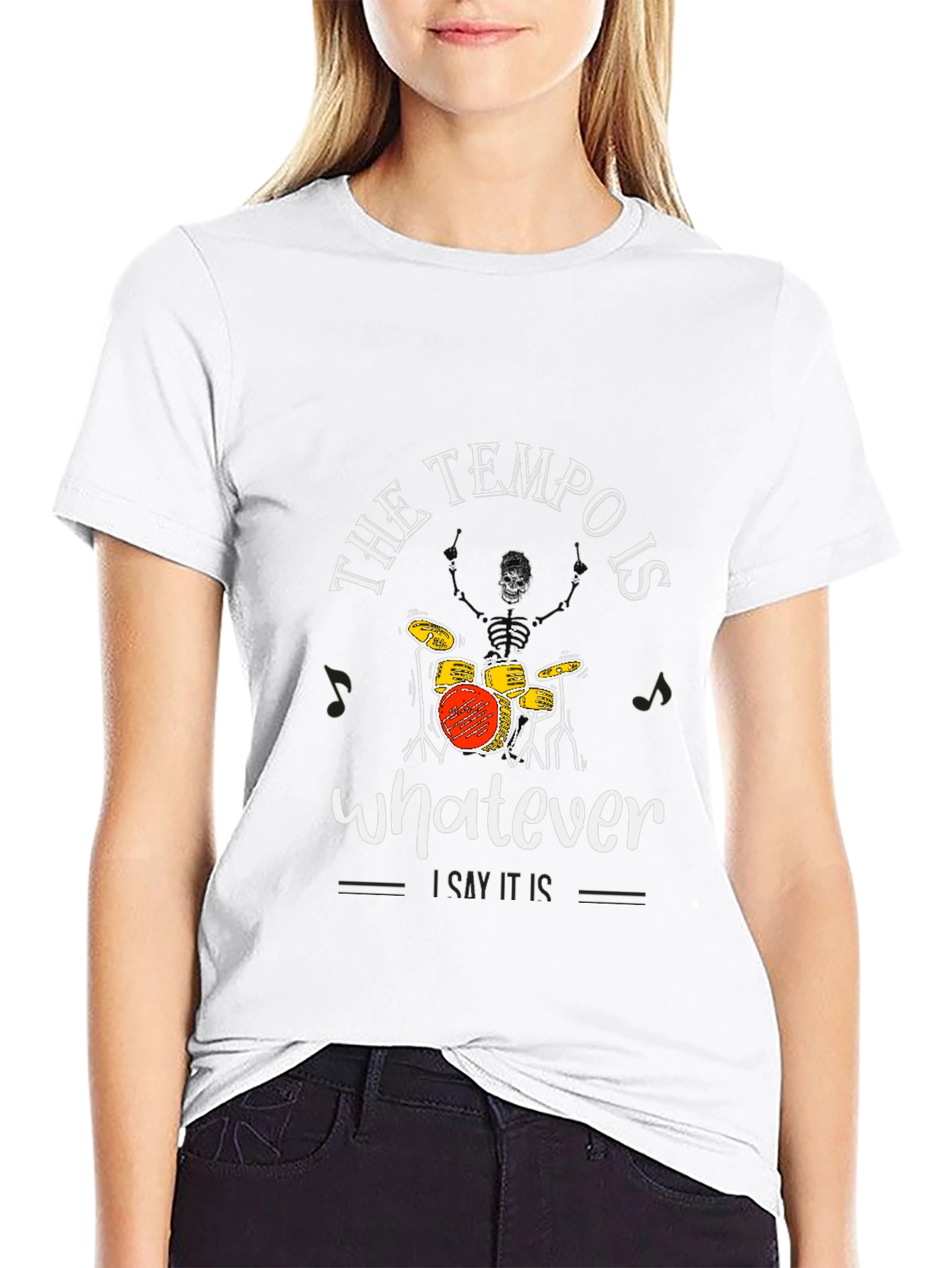 Tempo is Whatever Funny Drummer Skeleton T-Shirt