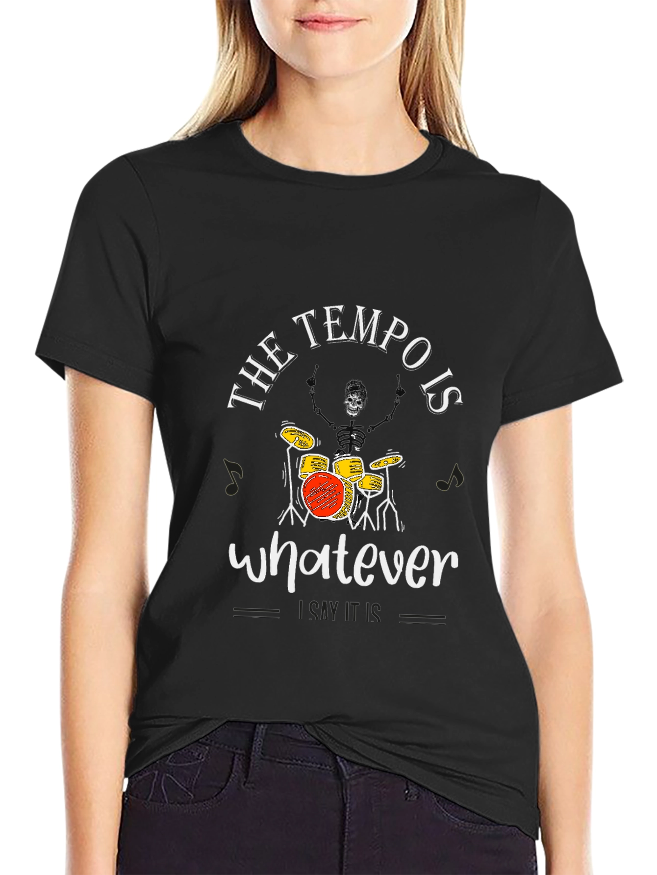 Tempo is Whatever Funny Drummer Skeleton T-Shirt