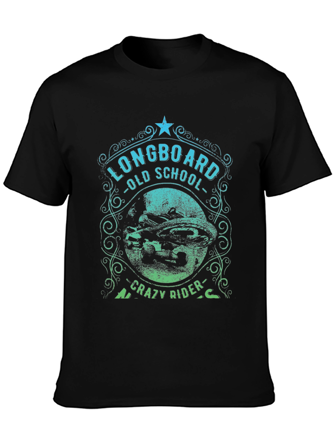 Longboard Old School Crazy Rider Graphic T-Shirt