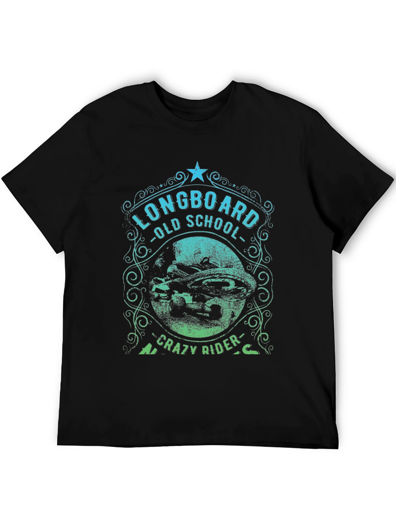 Longboard Old School Crazy Rider Graphic T-Shirt