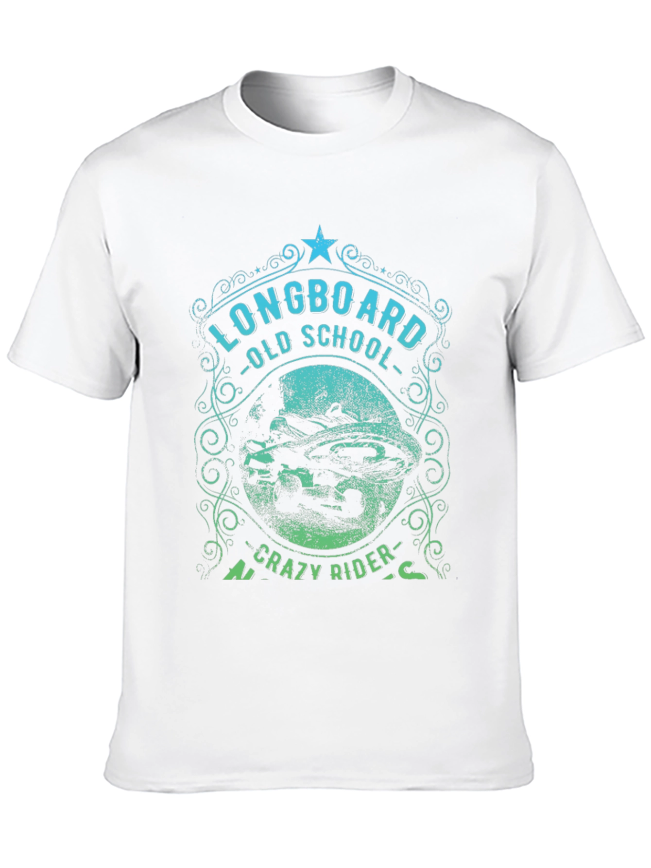 Longboard Old School Crazy Rider Graphic T-Shirt